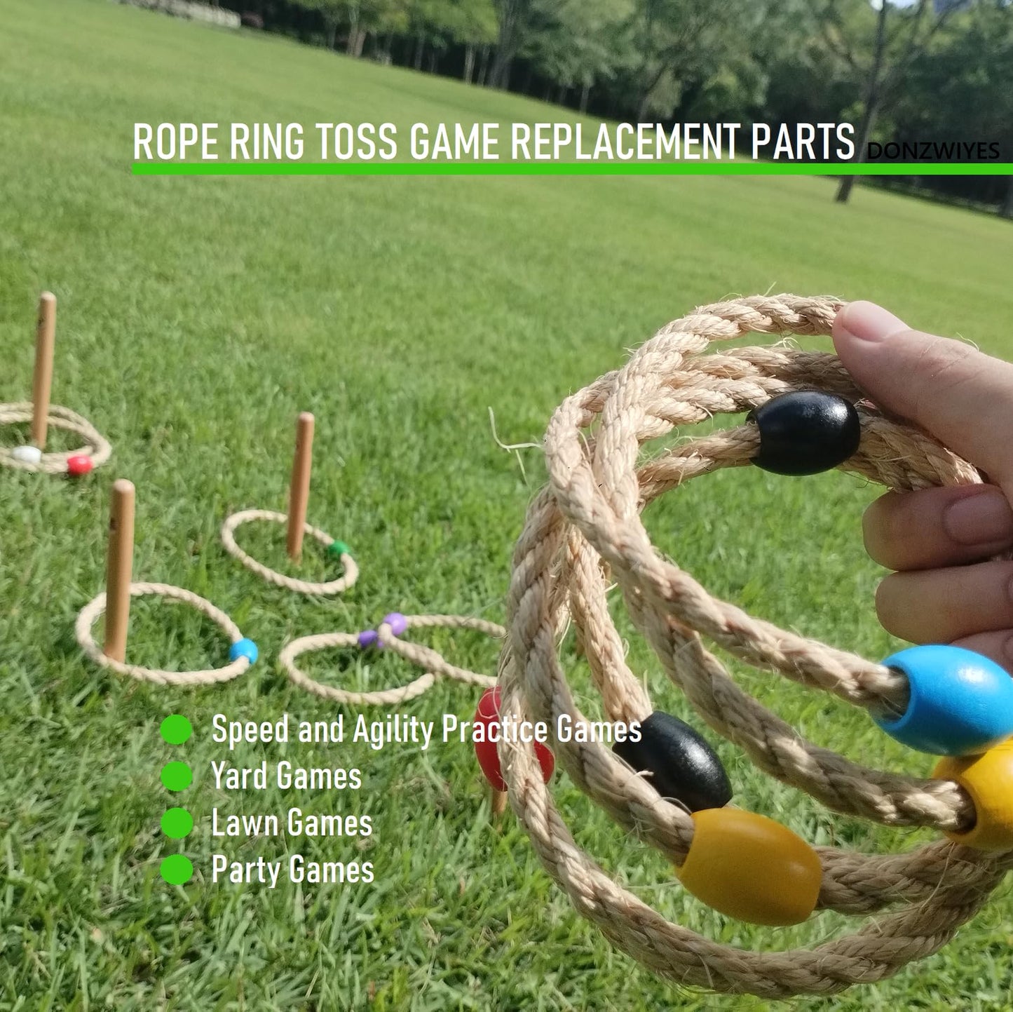 12 Pack Sisal Rope Ring Toss Game Replacement Parts for Adults and Kids, Outdoor Toss Rings for Agility Practice and Speed Game and Yard Games and Lawn Games for Party (Red and Black)