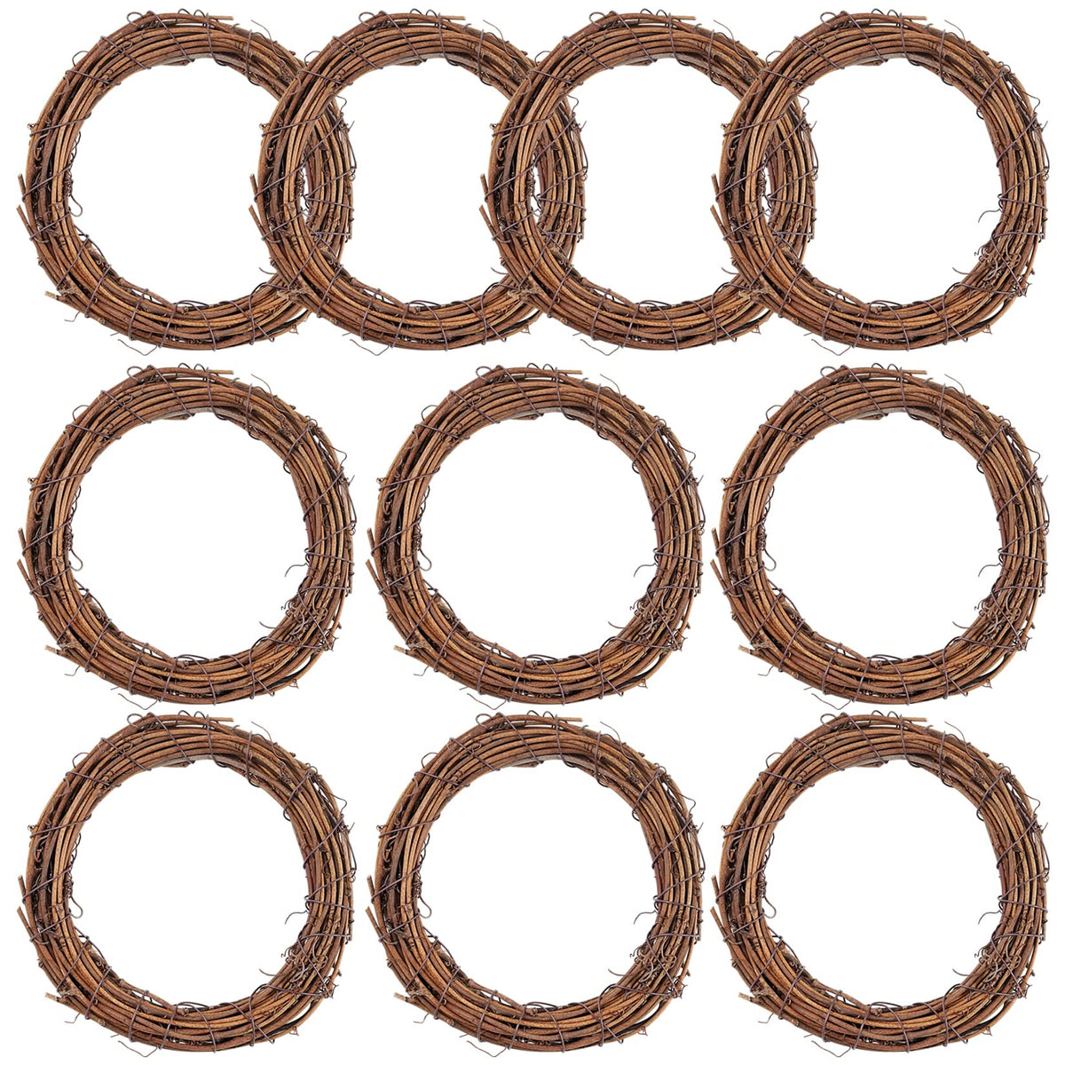 Grapevine Wreath Set, Marrywindix 10 Pieces Natural Vine Branch Wreath Christmas DIY Rattan Wreath Garland for Christmas Holiday Craft Wedding Decor (6 in.)