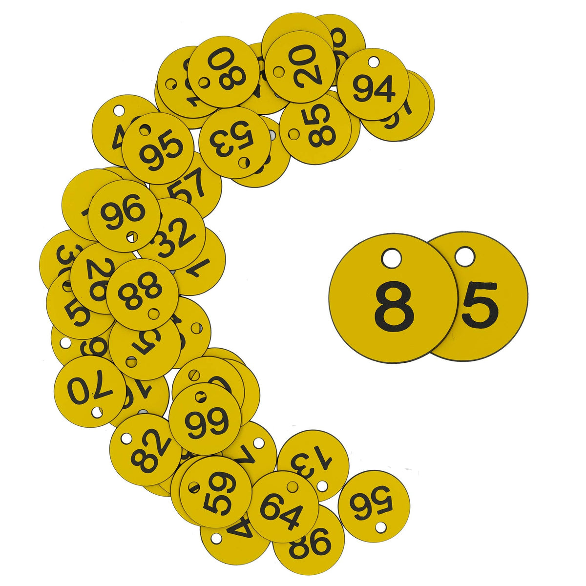 StayMax Plastic ID Number Tags Engraved Tags Key Tags Without Key Rings (1-50, Yellow)