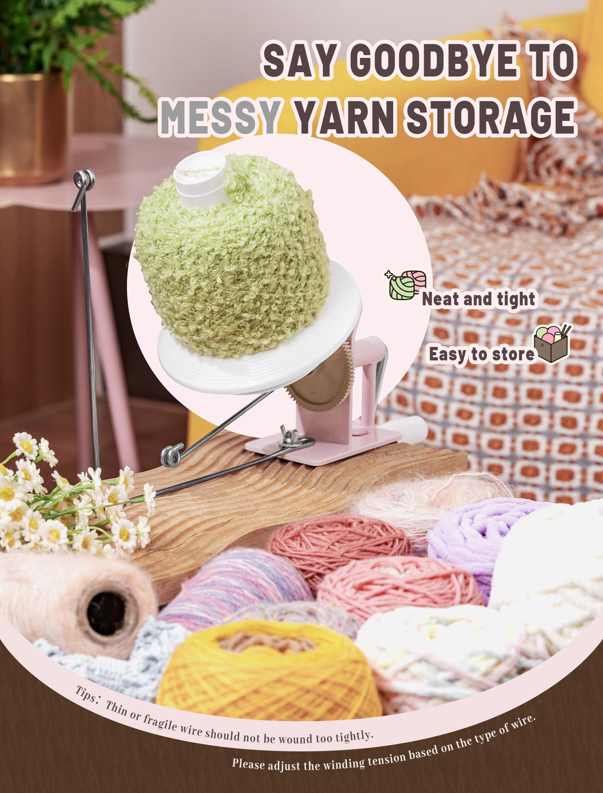 INMAKER Yarn Winder, 10oz Yarn Ball Winder Large Capacity for Crocheting, Yarn Spinner for Yarn Cake Maker