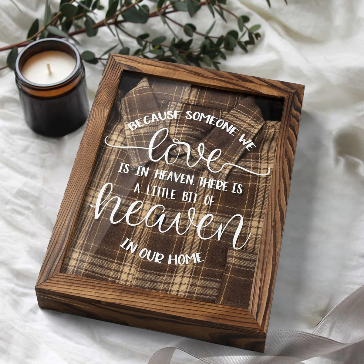 Airrioal Sympathy Gifts for Loss of Loved One - Memorial Clothing Display Frame, Memory Shadow Box for Keepsakes Decorations, Grief Condolences Bereavement Gift Idea for Women Mom Dad Husband, Brown