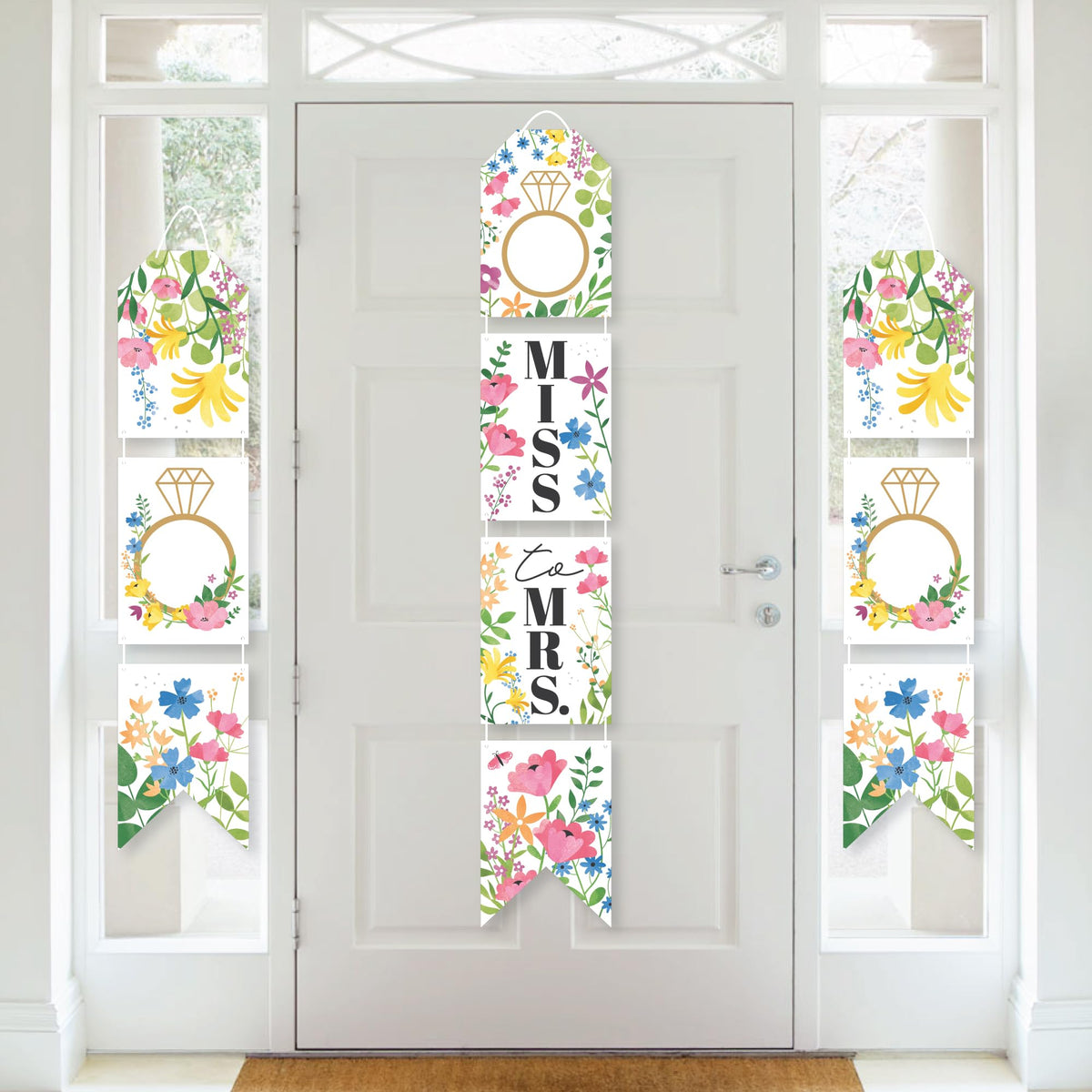 Big Dot of Happiness Wildflowers Bride - Hanging Vertical Paper Door Banners - Boho Floral Bridal Shower and Wedding Party Wall Decoration Kit - Indoor Door Decor