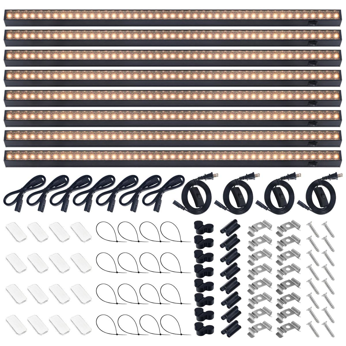 Barrina T5 Plant Grow Lights 80W Full Spectrum LED Strips 2FT Black Cover Yellow 8 Packs Model NF10