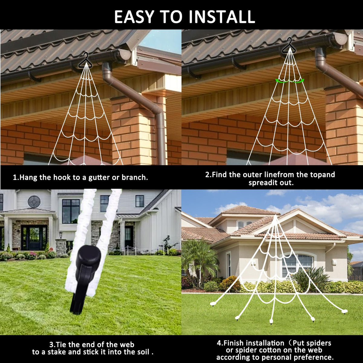 Halloween Decorations Outdoor, Spider Web Lights 250 LED Lighted Spider Web 16.4Ft Giant Halloween Decorations Light up, 8 Lighting Modes Waterproof & Timer for Indoor Haunted House Yard Decor, Purple