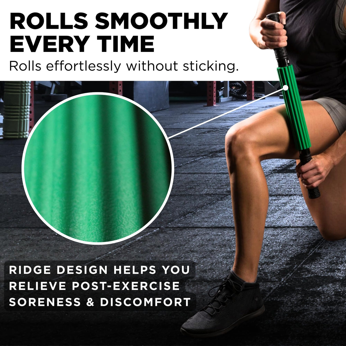 THERABAND Roller Massager+, 19"-21" Retractable Muscle Massage Stick for Full-Body Use, Deep Tissue & Trigger Point Self-Massage, Portable Handheld Fascia Release Tool for Runners, Athletes