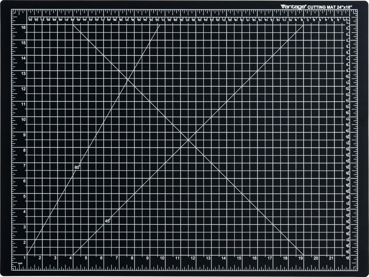Dahle Vantage 10792 Double-Sided Premium Self-Healing Cutting Mat, 18"x24", 1/2" Grid, 5 Layers for Max Healing, Perfect for Crafts & Sewing, Black