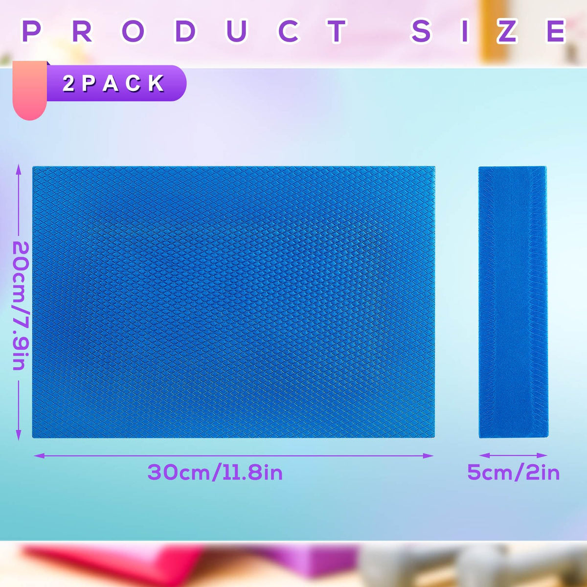 Hanaive 2/4/6 Pcs Balance Pad Foam Pad 11.81 x 7.87 x 1.97 Inch Yoga Mat Non Slip Cushion Exercise Knee Mat for Fitness Stability Stretching, Pilates, Physical Therapy, Core Trainer(Blue,2 Pcs)