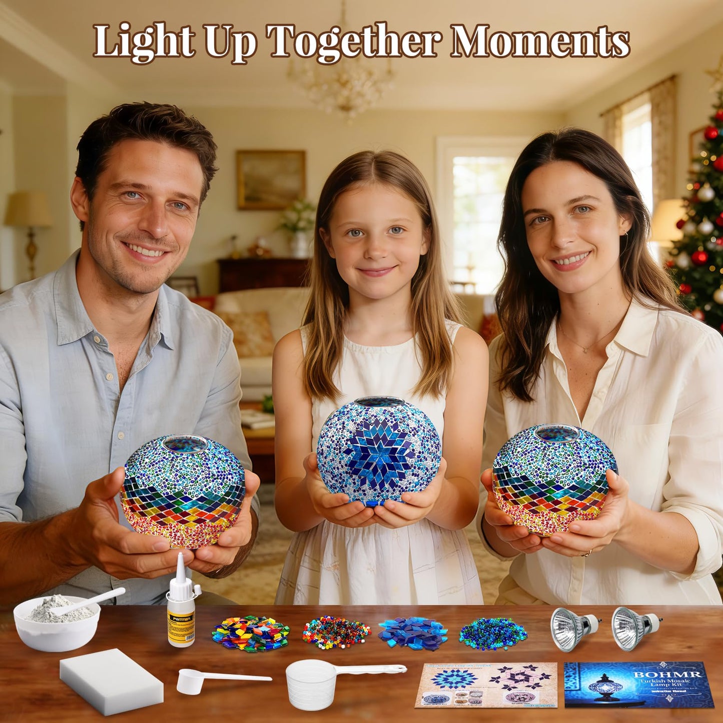 DIY Turkish Mosaic Lamp Kit, Stained Glass Candle Warmer Table Lamp Making Kit- Easy and Fun, No Experience Needed, Mosaic Art & Craft Project Kits for Adults & Teens, Make Your Own Lamp, Multicolor