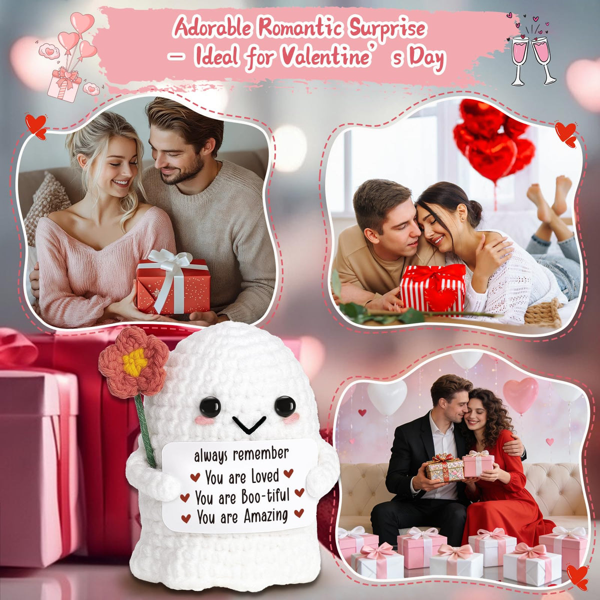 You are Loved Positive Affirmation Gifts for Women Her - Inspirational Valentines & Galentines Birthday Easter basket Stuffer for Friends Teens Daughter Grandkids Student - Uplifting Crochet Ghost