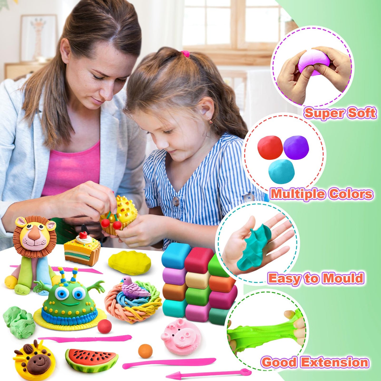 FAGNBED Air Dry Clay 82 Colors, Modeling Magic Clay Set with 3 Sculpting Tools, Arts Crafts Gift for Kids and Beginners