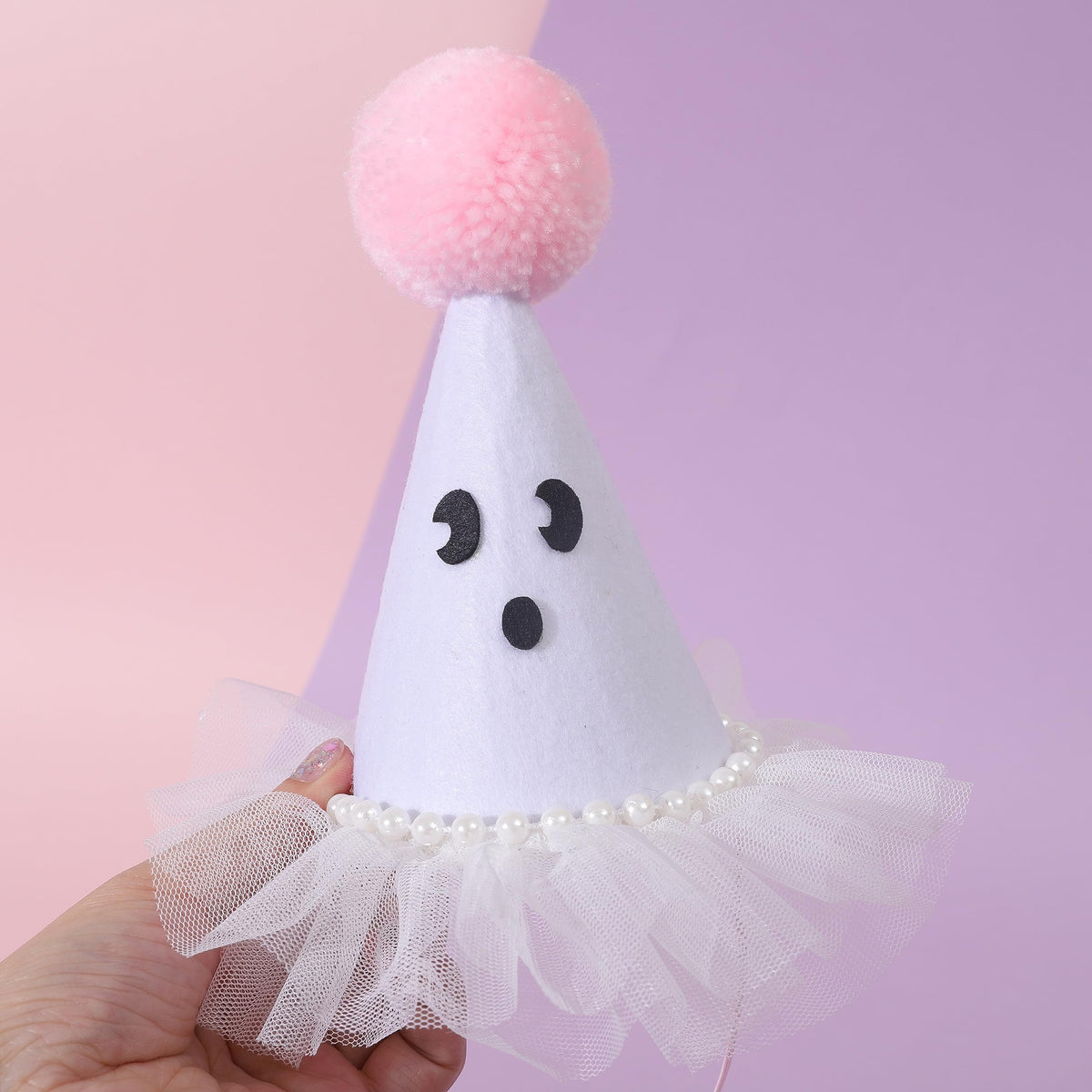 Agkvw Halloween Ghost Birthday Hat for Girls - Pink Ghost Tulle Birthday Hat, Cute Halloween Bday Decor, Spook One 1stBirthday decor, Two Spooky Bday Decoration for Girls