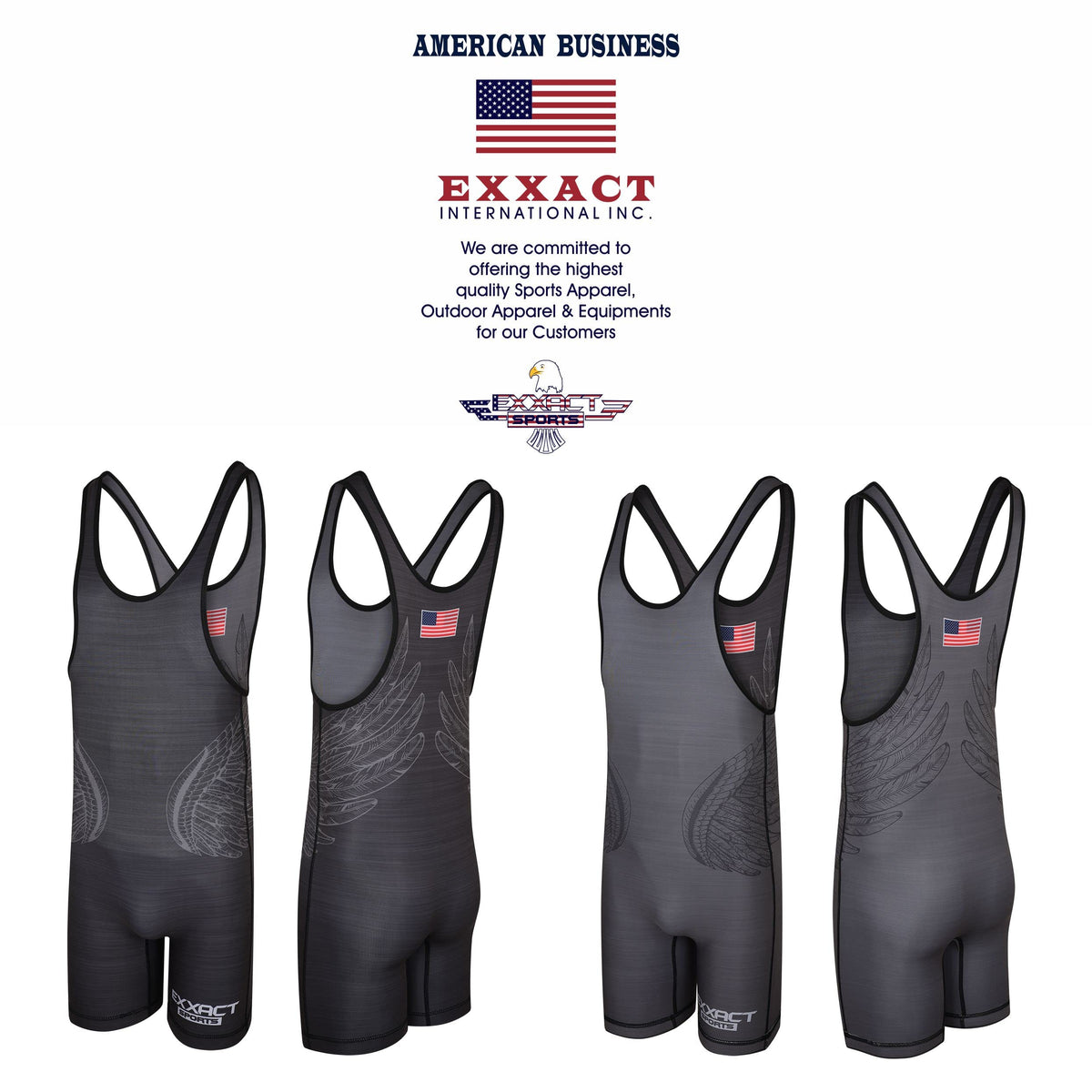 Exxact Sports Reversible Men's Wrestling Singlet, High-Performance Powerlifting Singlet, Wrestling Singlets for Men (Black/Gray, AS)