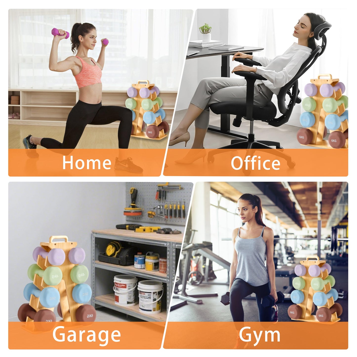 Wooden Dumbbell Rack Stand Gift for Fitness Lovers, Compact A-Frame Weight Holder for 8-15lb Dumbbells, Stylish Space-Saving Organizer for Home Gym (Dumbbell Rack Stand Only)