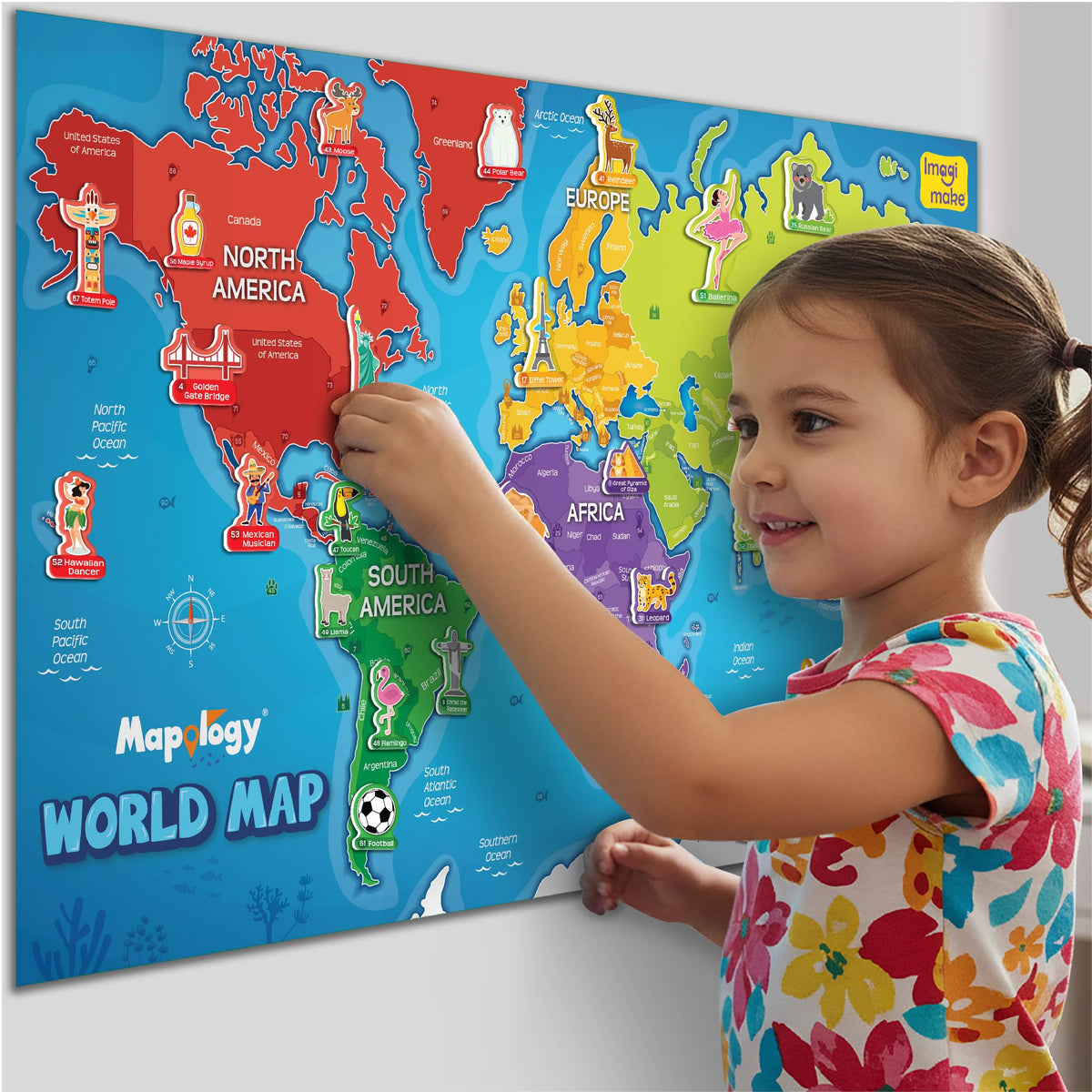 Imagimake Mapology USA Map with Reusable Stickers | 100+ Jelly Stickers | Geography Games & Learning Kids Toys Age 5-8 | Gifts for Boys & Girls Age 5,6,7,8,9,10,11,12 Years Old