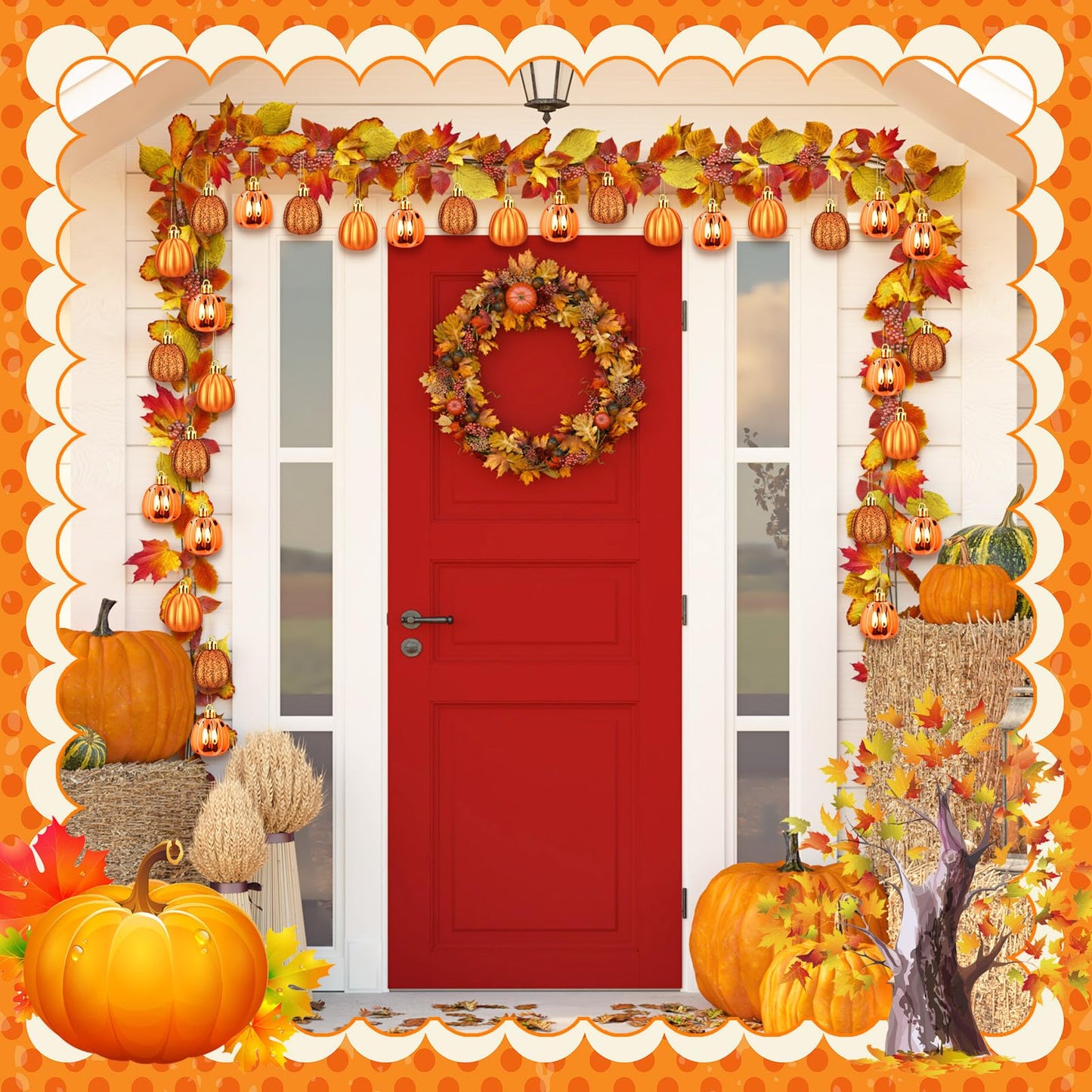 Colingmill 36 Pcs Fall Tree Ornaments Pumpkin Hanging Ornaments Thanksgiving Fall Decorations Mini Pumpkin Ball Decorations Farmhouse for Small Tree Autumn Home Halloween Party(Cute,Pink)