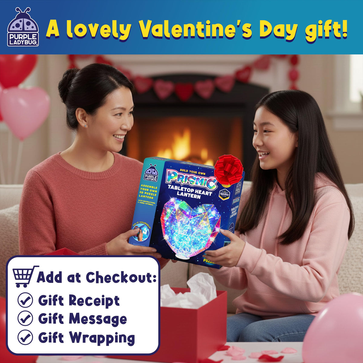 Prismic Make Your Own 3D Heart Table Light for Girls, Valentines Gifts for Kids Room Decor Craft, Gift for Girls 8, 9, 10, 11, 12-16 Years Old, Tweens & Teens Birthday Gifts, Kids Arts and Crafts