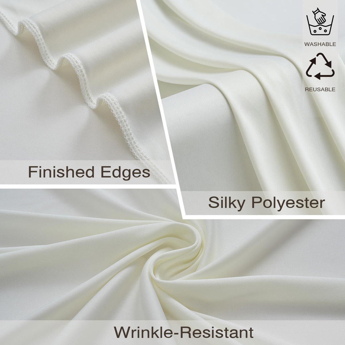 10x10ft Wrinkle Free Ivory Backdrop Curtains for Parties, 2 Panels 5x10ft Silky Polyester Photo Backdrop Drapes Back Drop Cloth Drapery for Wedding Birthday Photography Background