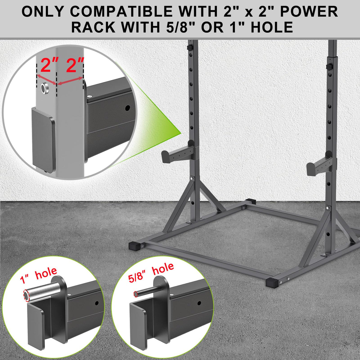 Lifeswell Heavy Duty Safety Spotter Arms for 2" x 2" Power Rack with 5/8" or 1" Holes, Adjustable Barbell Catch with Rubber Pad, 500lbs Capacity, Fits Squat Rack & Power Cage
