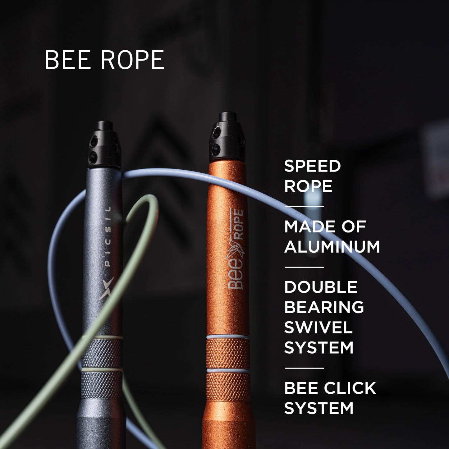 PICSIL - BEE High Speed Skipping Rope | Aluminum & Double Bearing System | Self-Adjusting for Cross Training, Boxing & Fitness | Lightweight 7.4oz | Adaptable for Men, Women & Children | (Peach)