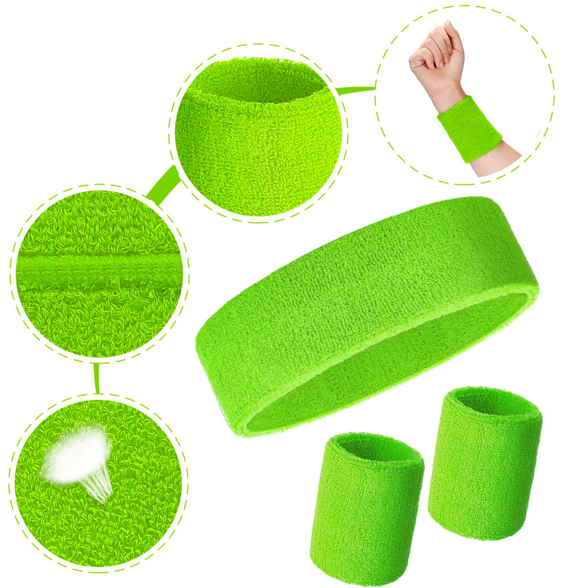 Skylety 18 Pcs 80s Neon Sweatband Set,12 Colorful Wristband Elastic Athletic Sweatband 6 Headband Sweat Wicking Tennis Basketball Sport Competition Supplies for Men Women Gym Running(Fresh Colors)
