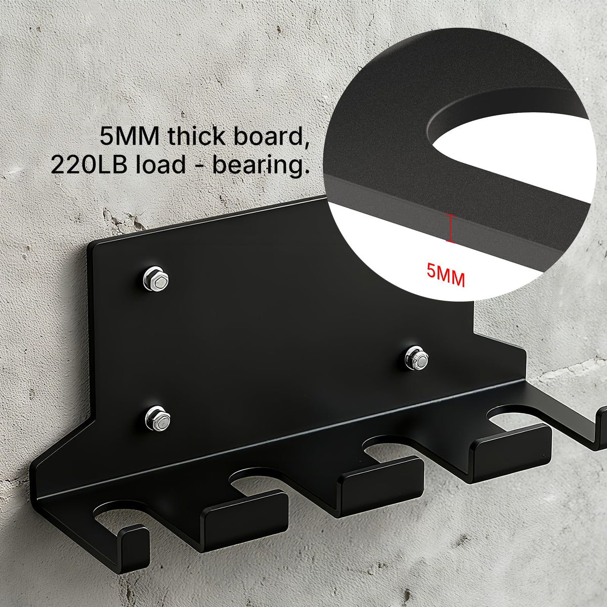 POWER GUIDANCE Olympic Barbell Hanger,Garage Gym Bar Wall Rack,Vertical Barbell Mount Rack,Space Saving Commercial or Home Gym Accessory (‎Black 4Hook)