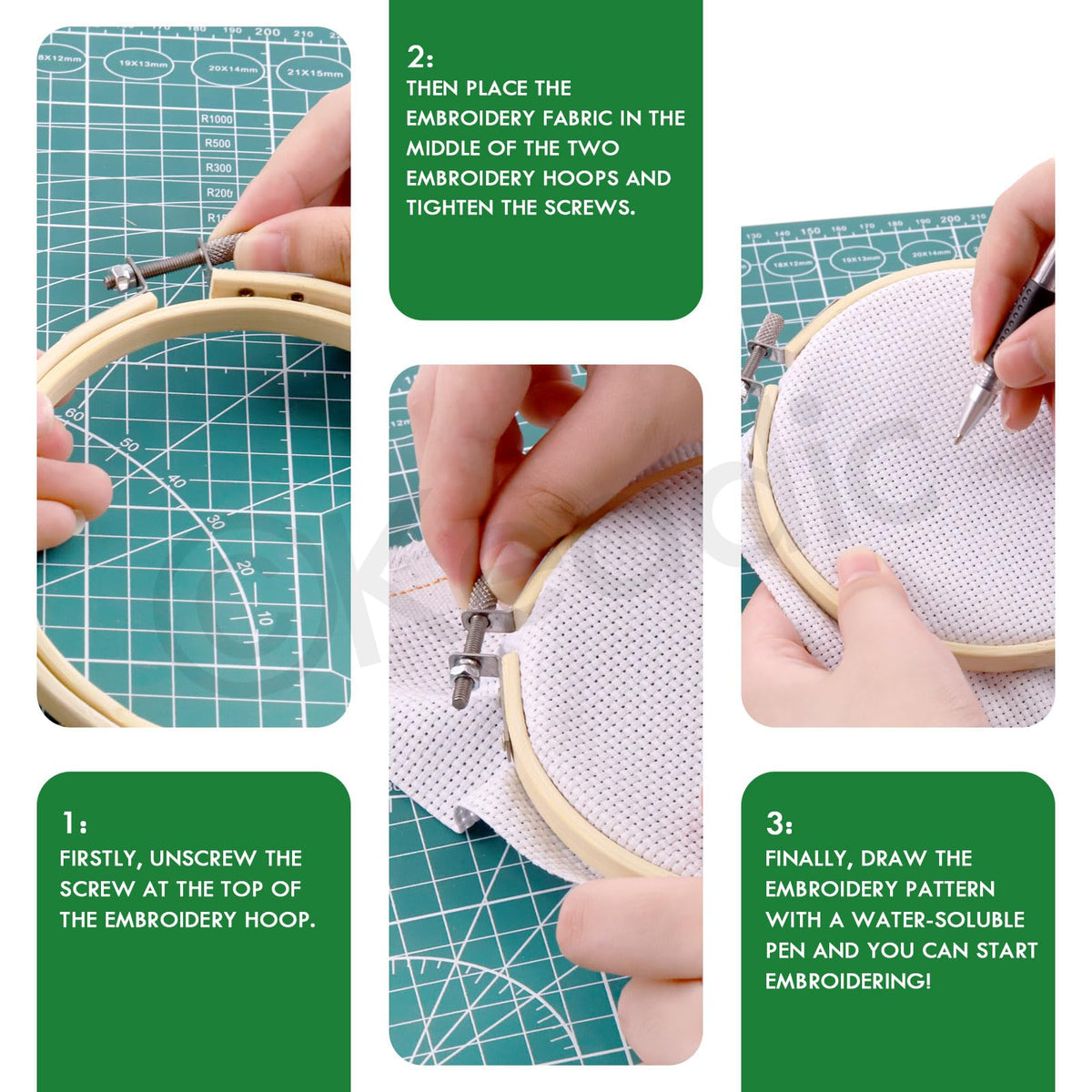 Keadic 222Pcs Embroidery Kit with Instructions Contains 100 Colors Threads, Embroidery Hoops, Sewing Pins, Floss Bobbins and Cross Stitch Tools, Hand Embroidery Starter Kit for Adults Beginners