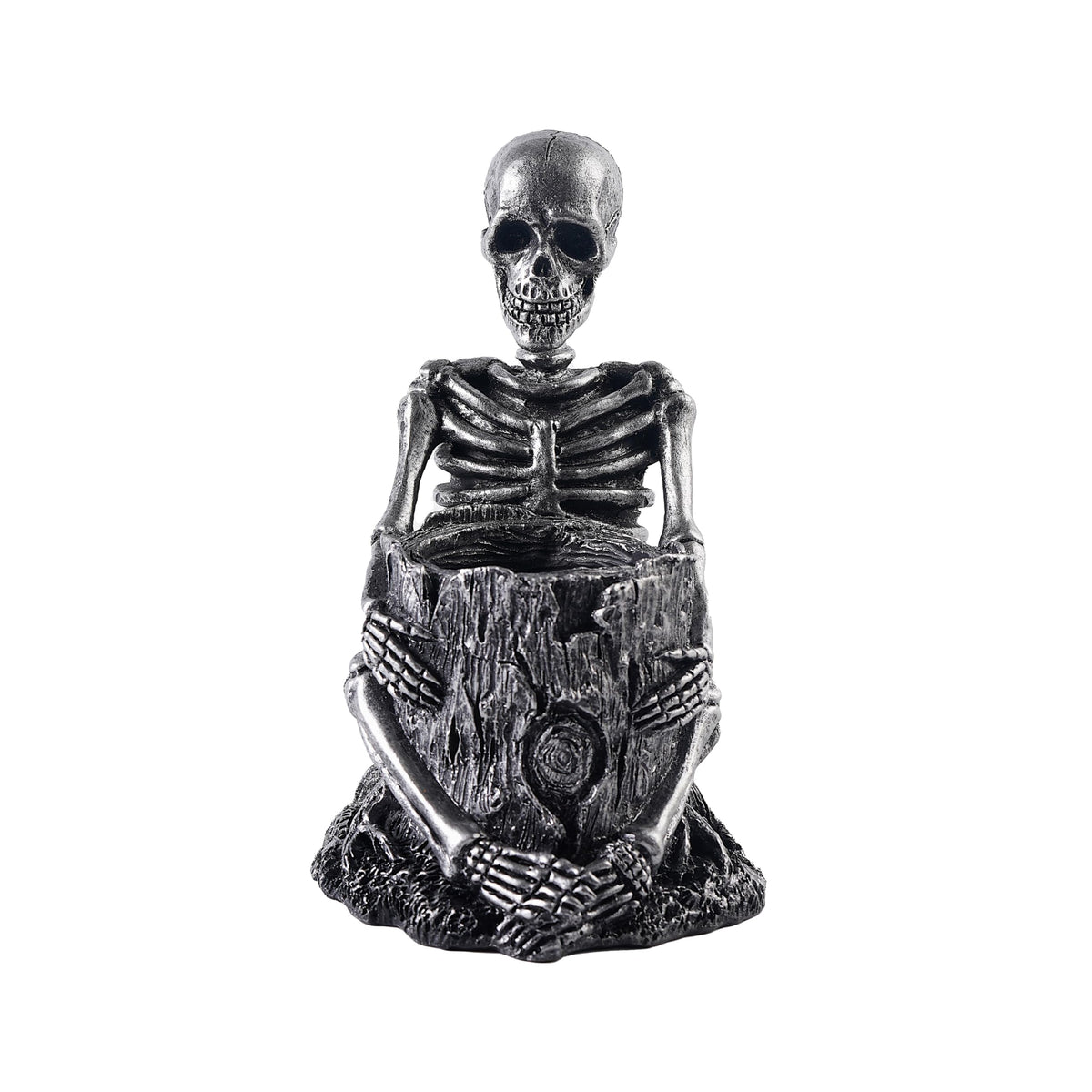 Skeleton Toothbrush Holder for Bathroom, Resin Skull Pen Holder, Gothic Decor, Desk Storage Cup for Toothpaste, Makeup Brushes or Combs, Metal Black