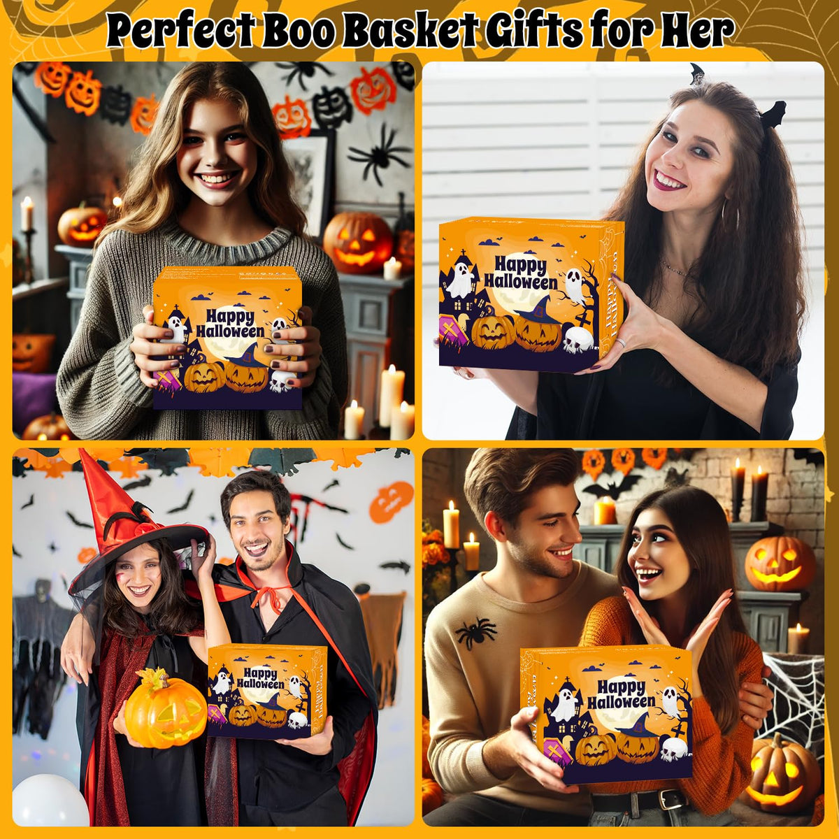 Larchio Boo Basket Stuffers for Women Teen Girls, Halloween Gifts for Teens Adult with Pumpkin Mug Halloween Socks and Self Spa Gift for Family Friends