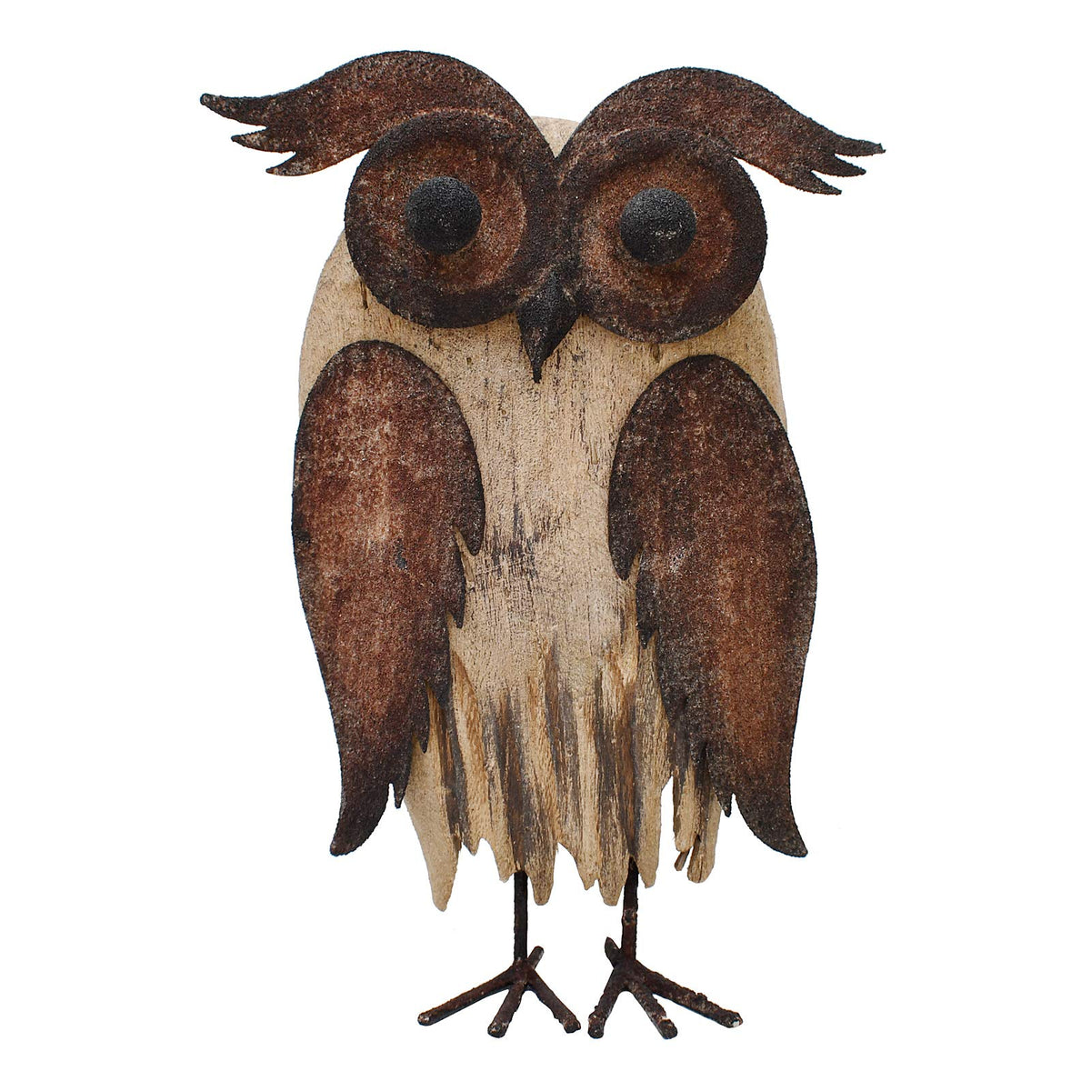 E-view Rustic Owl Figurines Decor Animal Statue for Home - Wooden Stand Owl Sculptures Decorations for Living Room Bedroom - Shelf Decoration Decorative Tabletop Collection (Owl A)