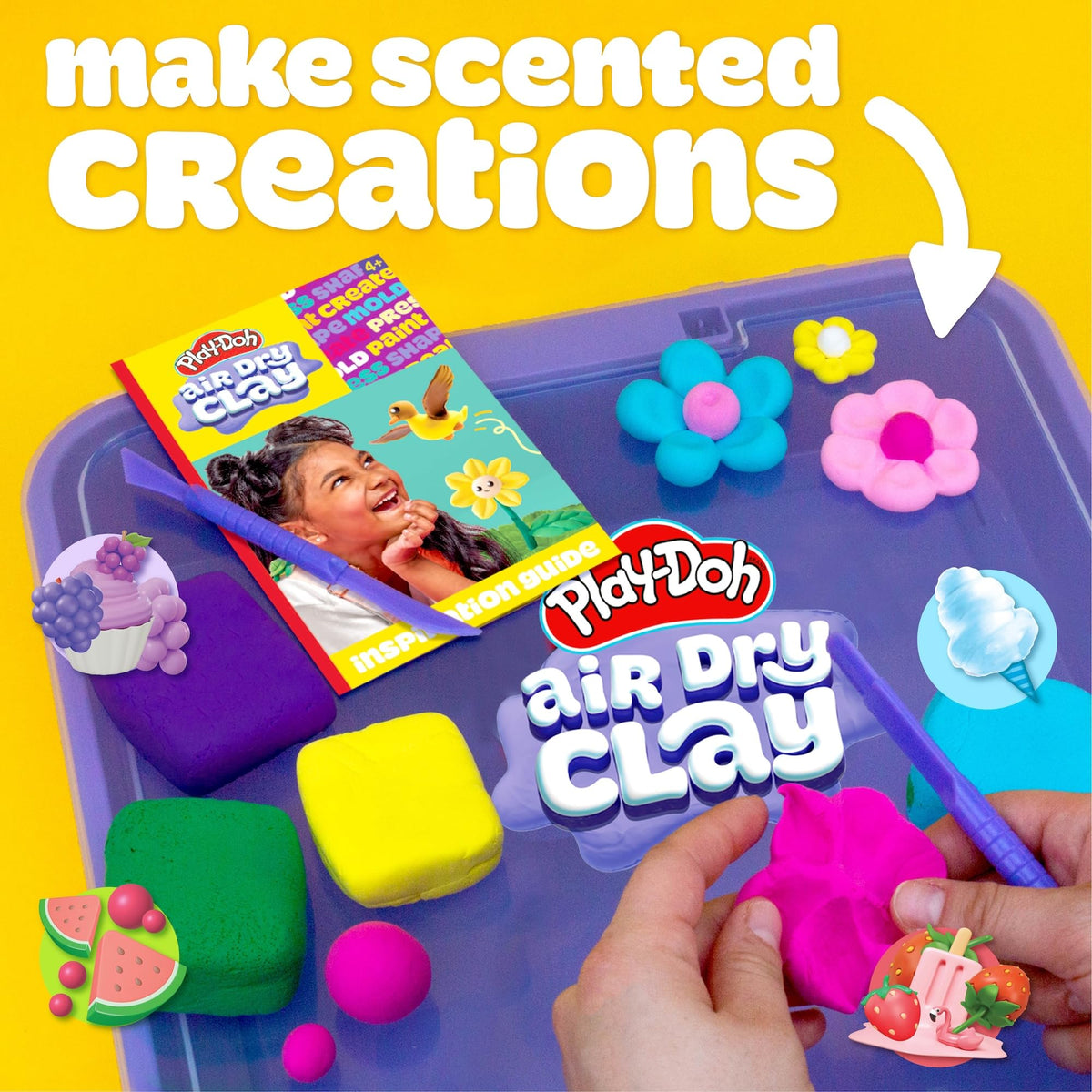 Play-Doh Air Dry Clay Case, Scented Variety Pack, 13 Air-Dry Clays, Fun Molds, Wiggly Eyes, and Sculpting Tool, Arts and Crafts Supplies, Modeling Clay, Fun Kids Activities, Pottery