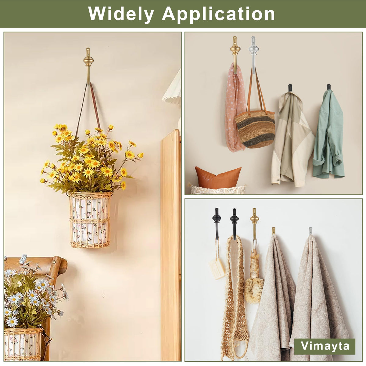 Vimayta Curtain Holdbacks 2pcs, Metal Curtains Tiebacks for Drapes Window Home Decoration, Matte Brown