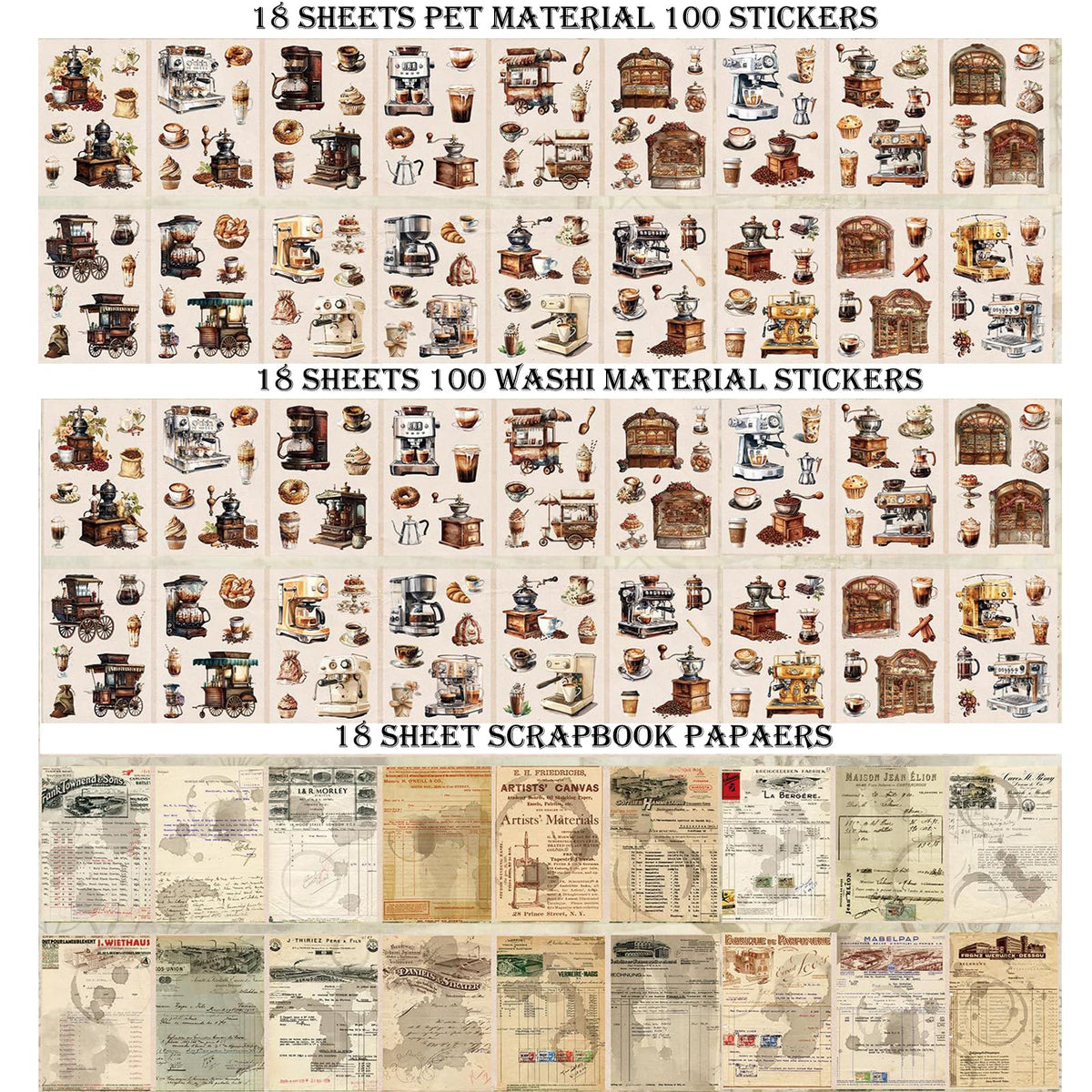 Auguro 4 Book for Garden Landscape Scrapbooking Stickers Pre-Cut 300 washi Stickers 300 PET Sticker Books for journaling Scrapbook Supplies Transparent Sticker for journaling