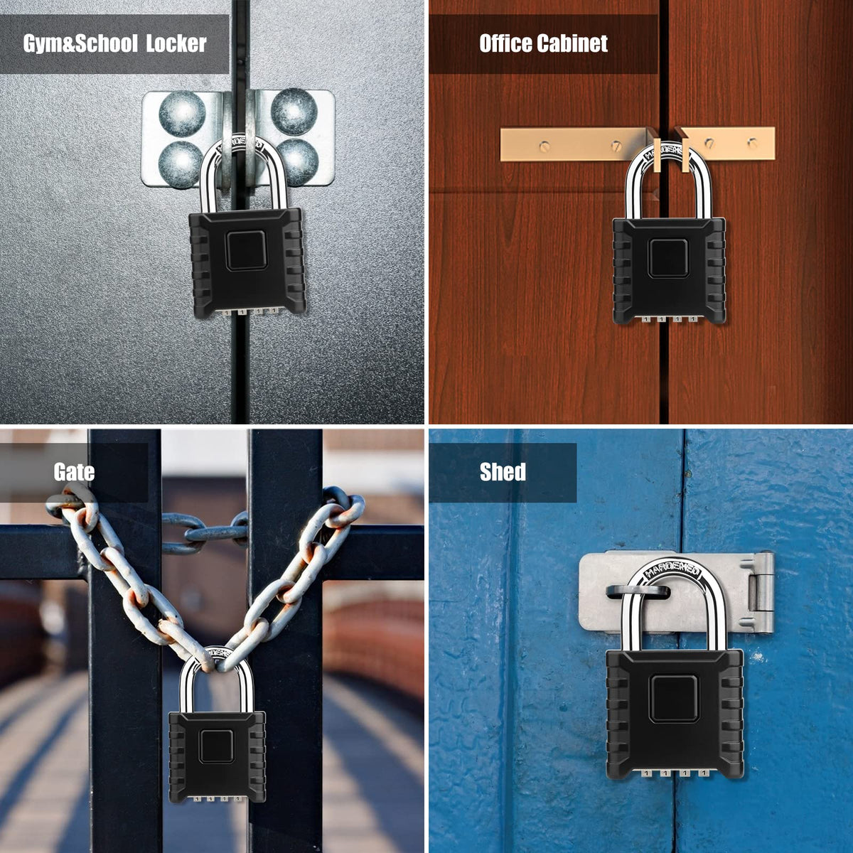 Diyife Heavy Duty Combination Padlock, Large Outdoor Padlock [One-Touch Unlocking] High Security Weatherproof, Design of Hidden Password Suitable for Locker, Home, School, Garage, Gate, Garden