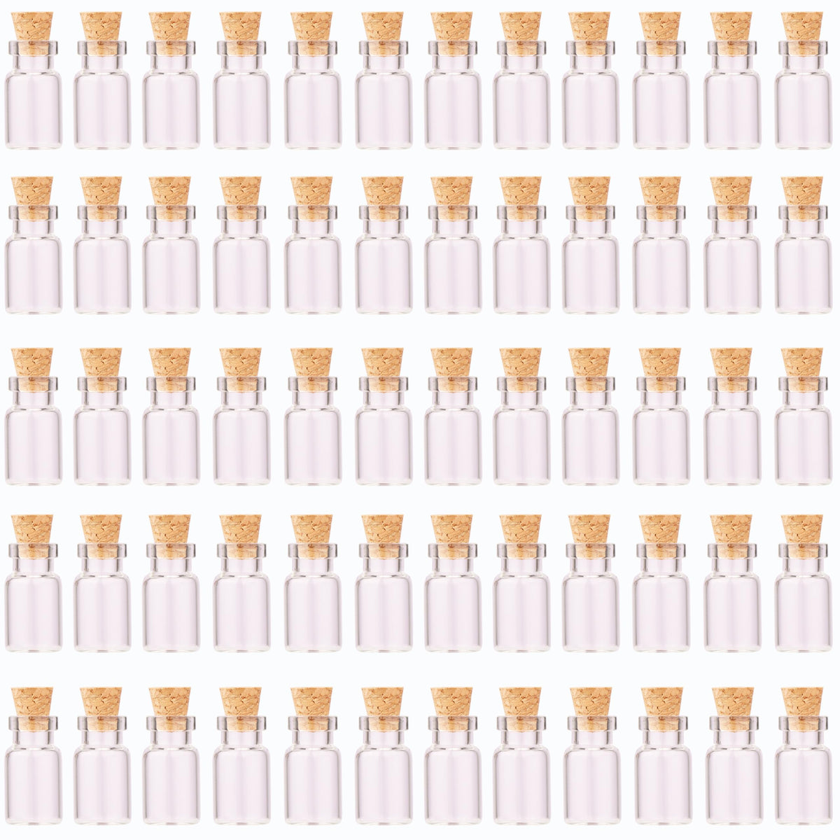 MaxMau 64pcs 1ml Tiny Vials with Cork Stoppers and Eye Screws,Mini Glass Bottles Small Jars for DIY Art Crafts Project Jewelry Pendant Party Favors