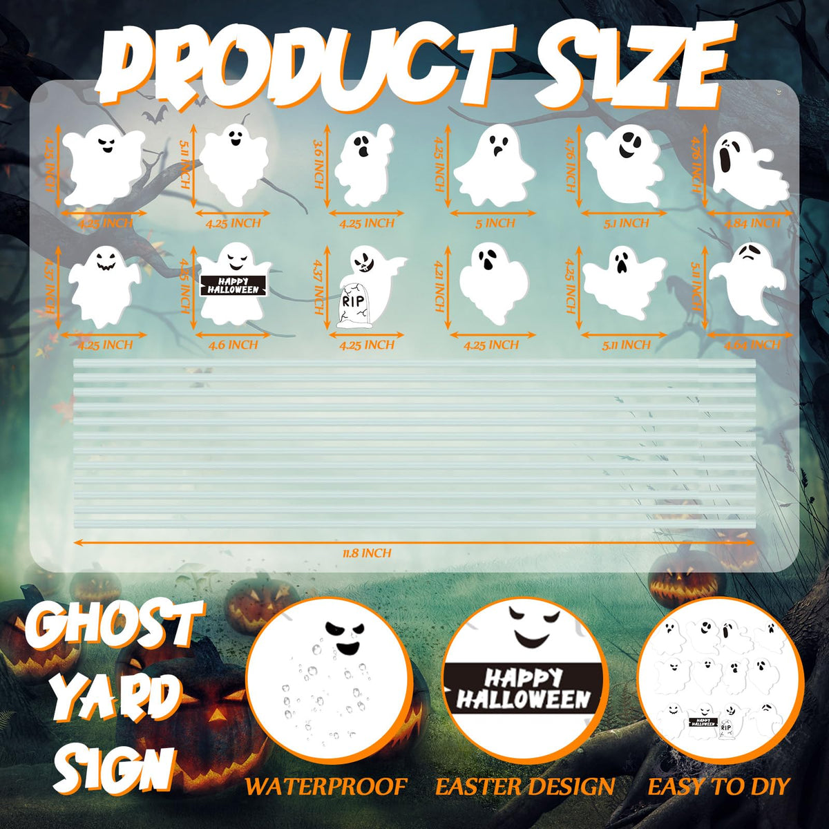 Fullhawl 12 Pcs Halloween Ghost Garden Stakes Spooky Planter Stakes Double Sided Yard Signs Waterproof Cute Outdoor Decorations for Home Potted Planter Lawn Garden Yard Party Favor(Halloween Ghost)