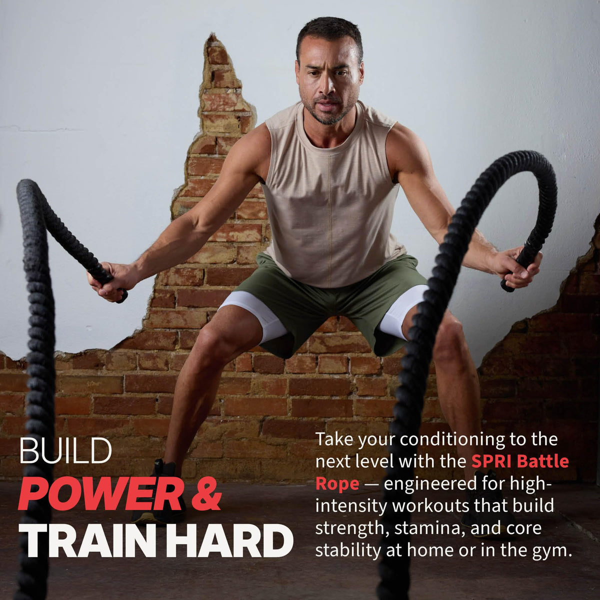 SPRI Battle Rope - Weighted Rope for Strength Training, Working Out, and High-Intensity Workouts for Building Stamina and Endurance - Durable Conditioning Rope - 18ft Long with 1.5" Thickness