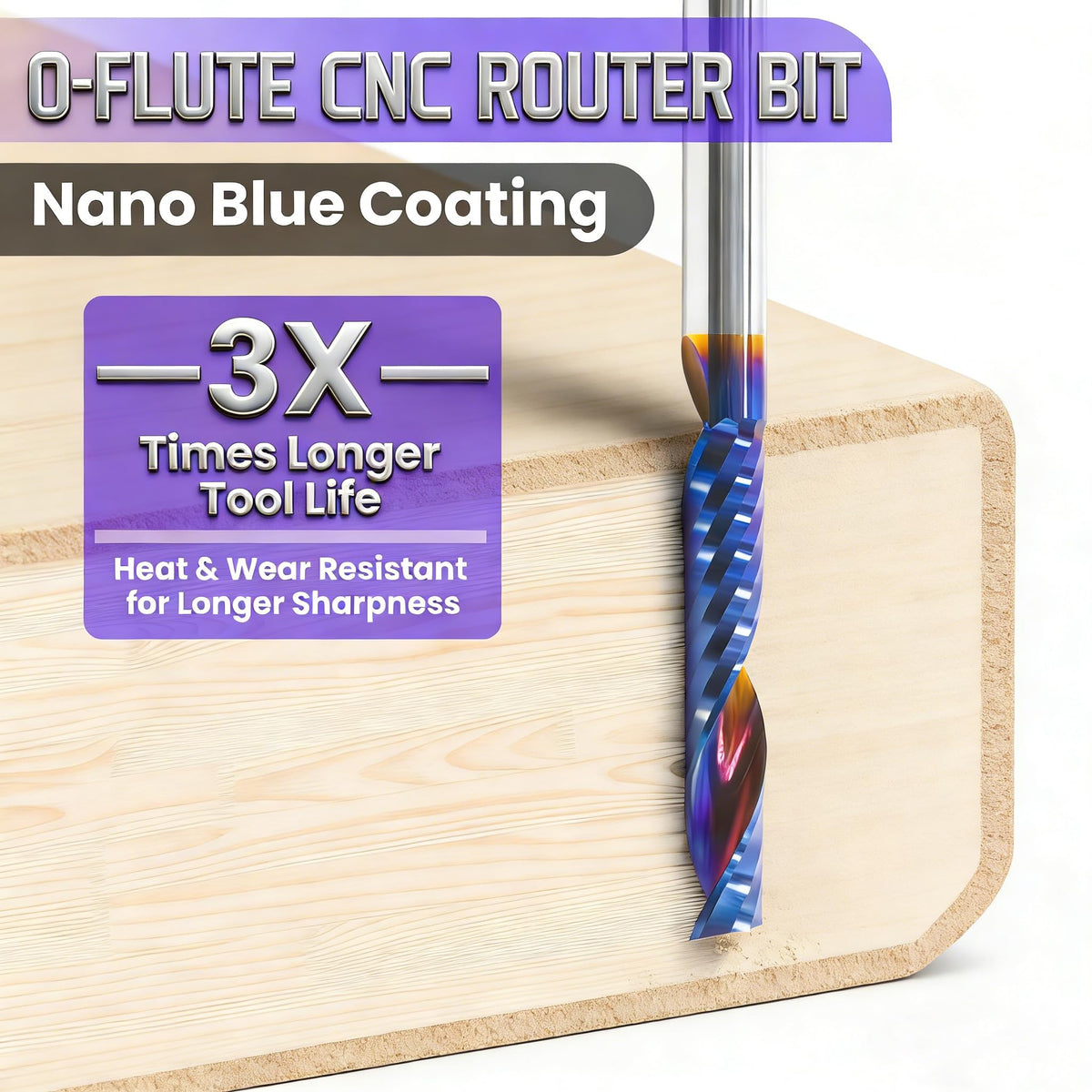 HQMaster 10pcs O Flute CNC Router Bits, 1/8 Inch Shank Single Flute End Mill, Tungsten Carbide Spiral Router Bit, Upcut Single Edged Engraving Milling Cutter for Acrylic, Plastic, MDF, Aluminum, PVC