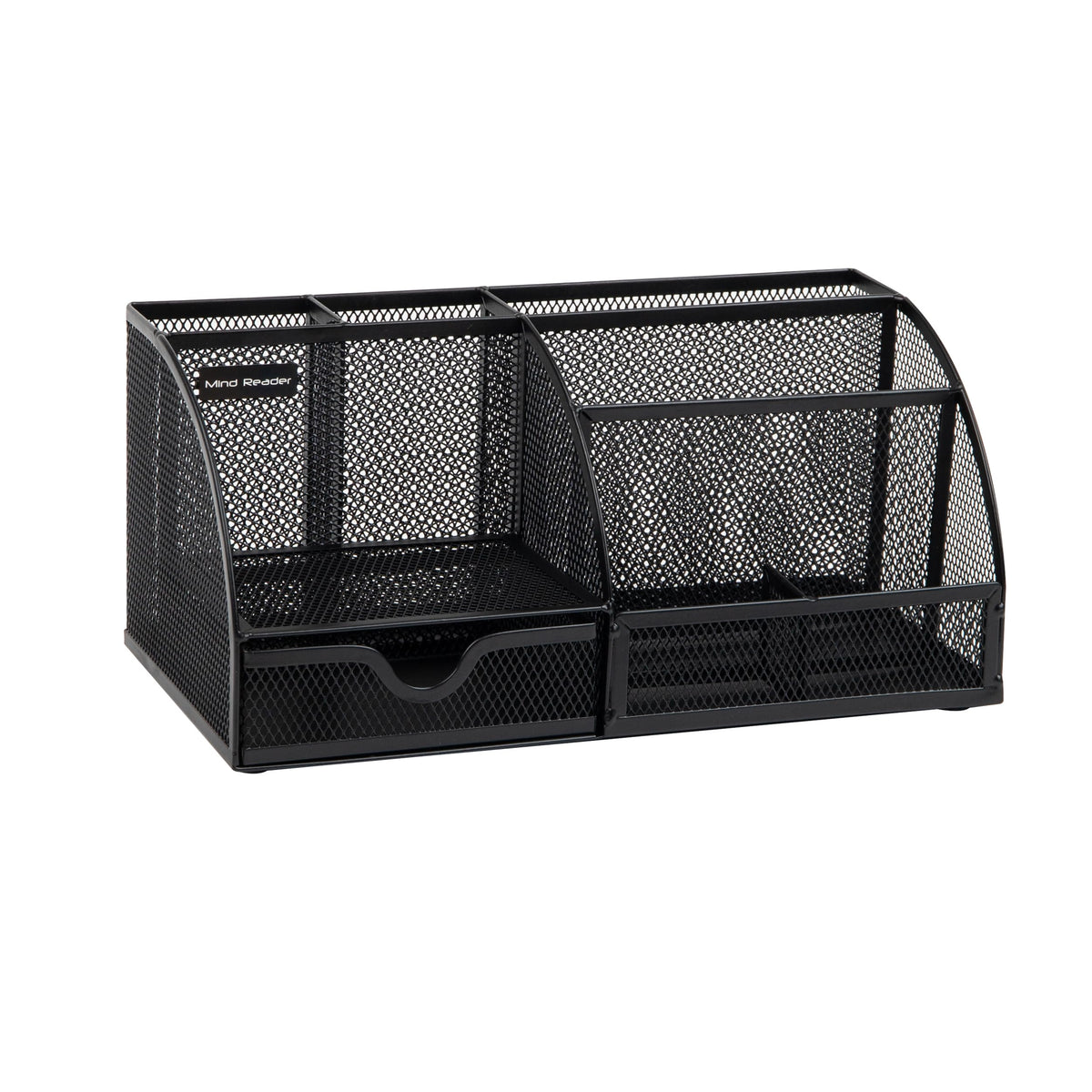 Mind Reader 7-Compartment Desktop Organizer, File & Accessory Storage, Metal Mesh Office Organizer for Desk, Workspace, Mail, Black