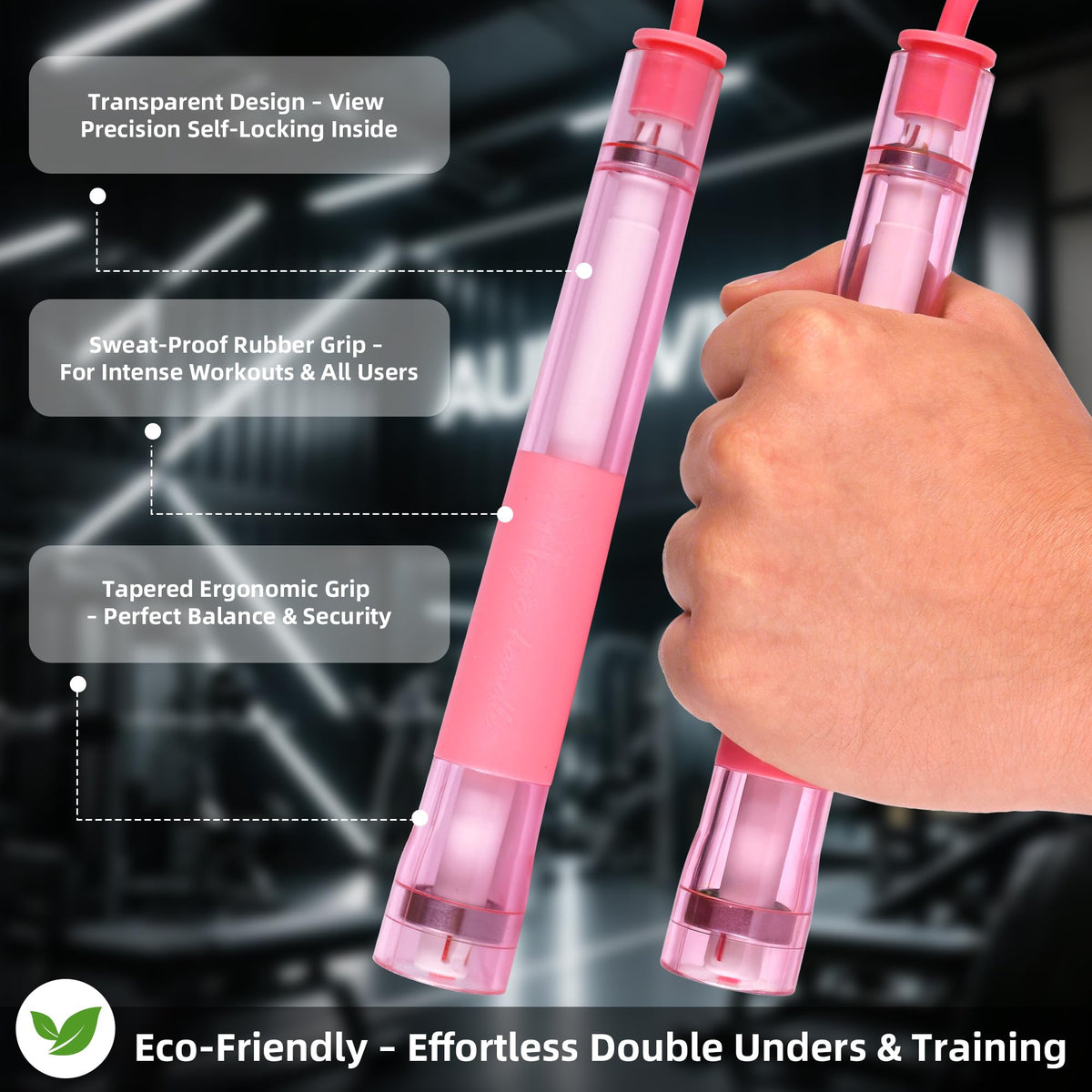 YUEDONG Jump Rope with Dual Stainless Steel Bearings, Self-Locking Adjustable Length, Non-Slip Handles - Smooth & Tangle-Free Skipping Rope for Boys, Girls, Fitness & Play (1, PINK, 280MM)