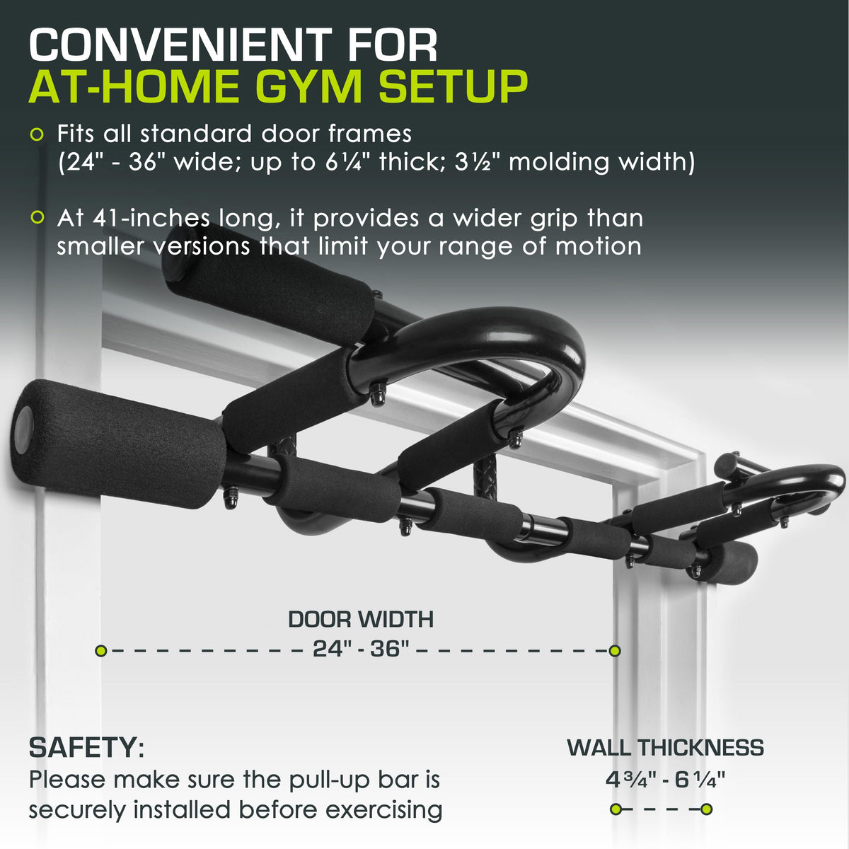 ProsourceFit Multi-Grip Chin-Up/Pull-Up Bar, Heavy Duty Doorway Trainer for Home Gym