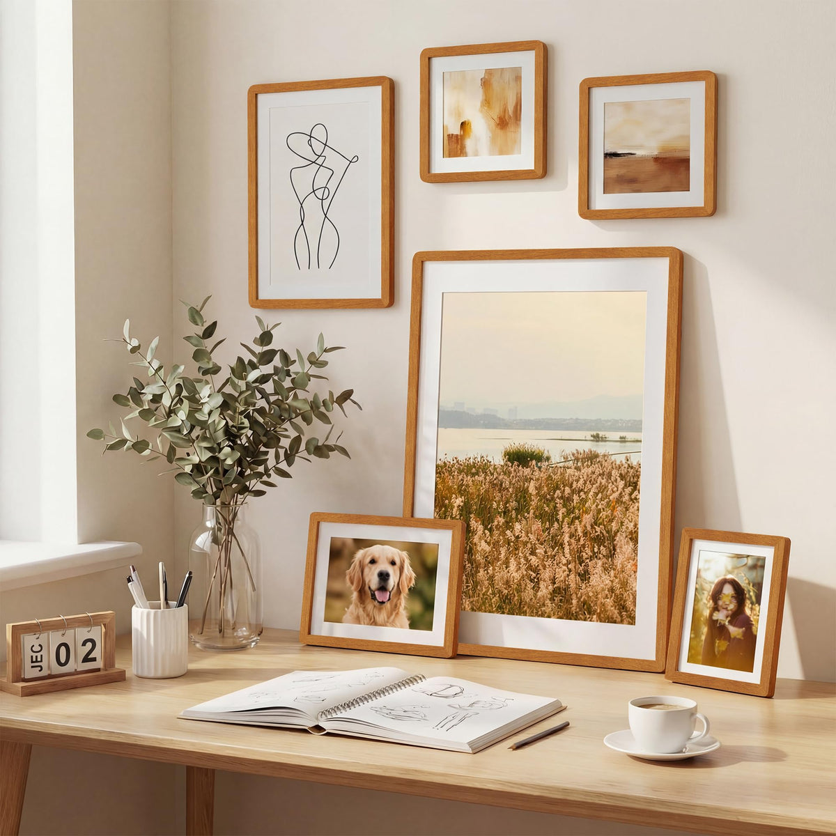 A3 Picture Frame,Natural Solid Teak Wood Photo Frame with HD Tempered Glass,A3 Photo Frames Matted to A4,Rounded Corner Wooden Frames Wall Decoration for Family/Graduation/Wedding/Certification