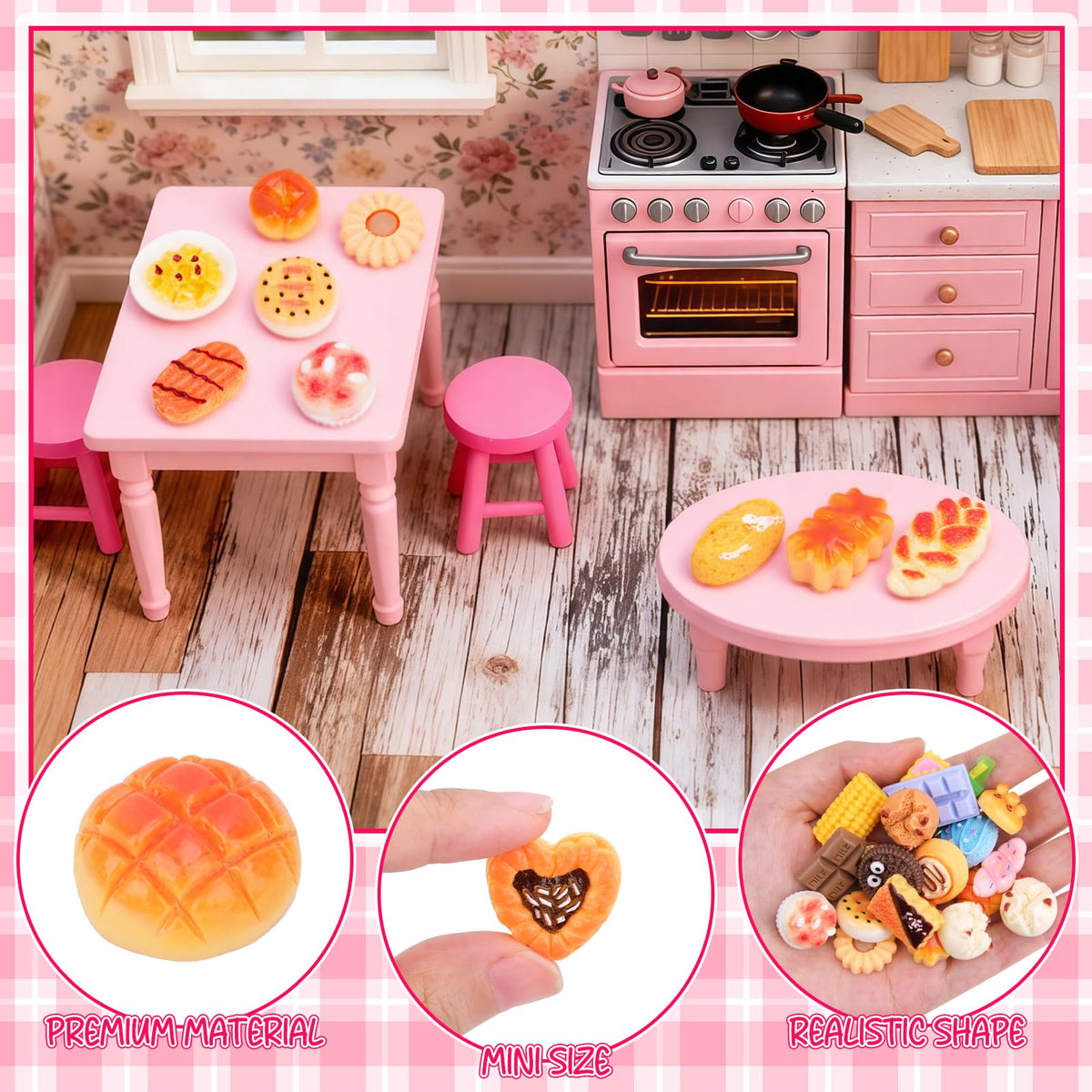 SelfTek 100 Pcs Mystery Food Blind Bags - Mystery Bag Mini Resin Food Figures Bulk, Miniature Food Party Favor for Mini Garden, Resin Craft Accessories Decorations, Cake Décor, GIF-ts