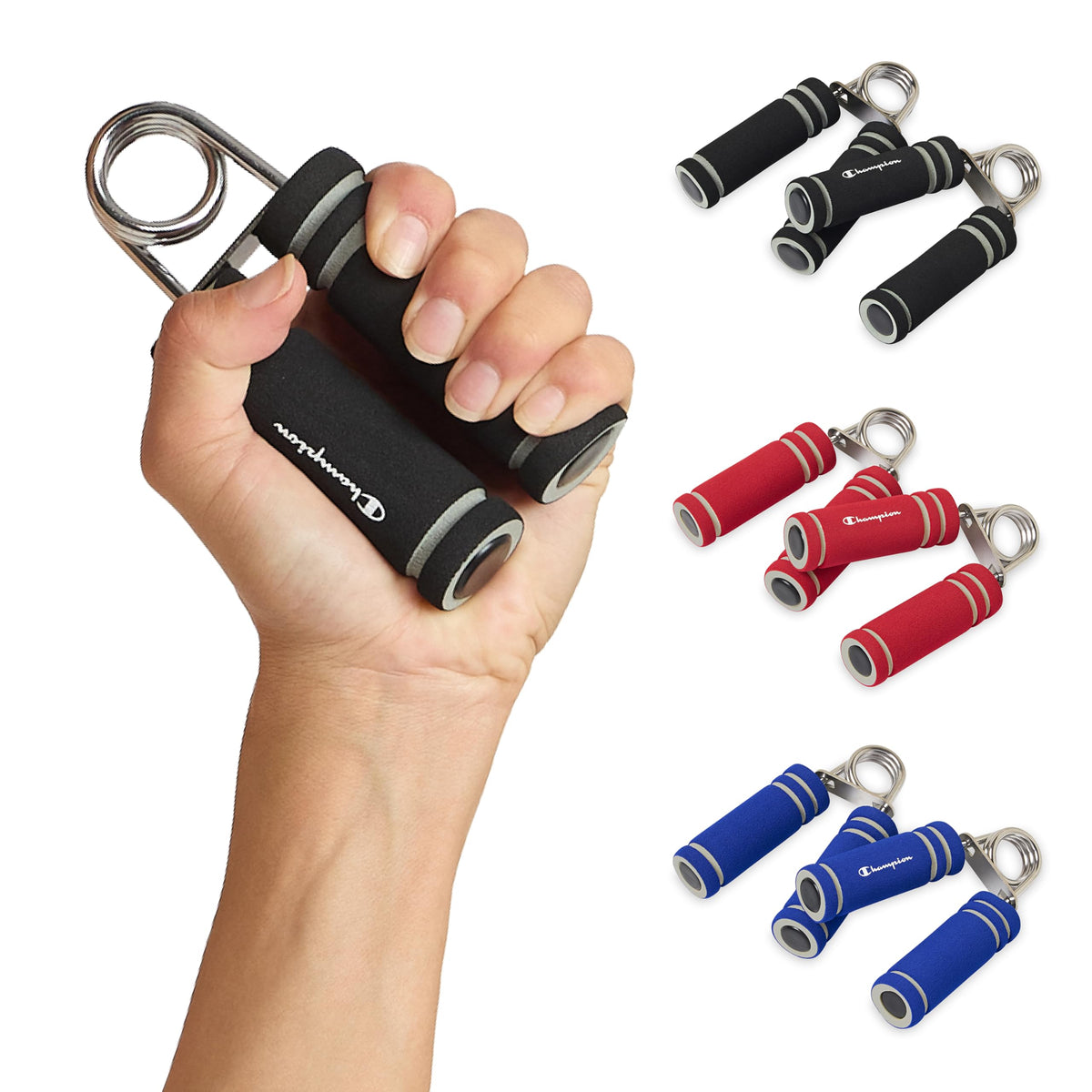 Champion 2-Pack Hand Grip Strengthener (Red), Medium Resistance Grip Strength Trainer with Soft Foam Handles, Forearm and Wrist Trainer for Home Gym Workouts, Stress Relief and Daily Conditioning