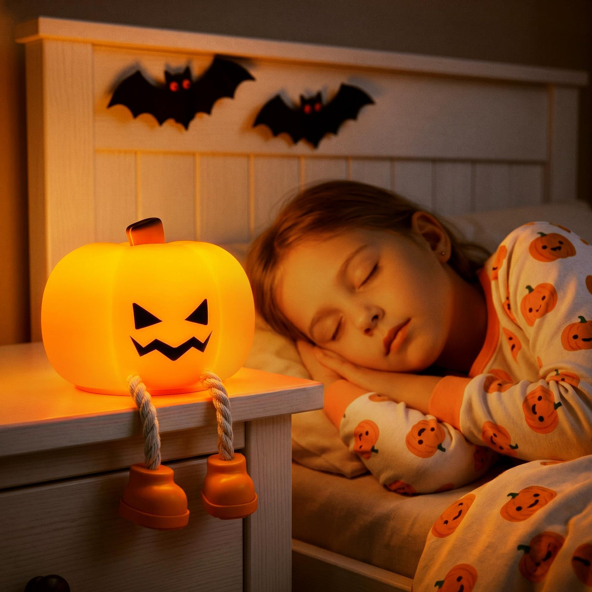 BrizLabs Halloween Night Light, 2 Pack Rechargeable Dimmable Pumpkin Night Light, Grinning Pumpkin Bedside Touch Lamp, Tap Control Nightlight for Baby Nursery Toddler Women Kids Desk Halloween Decor