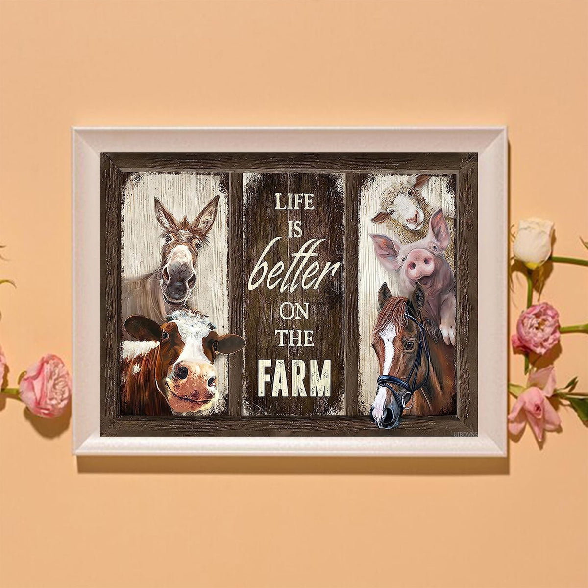 UIBDVKS Farm Animals Diamond Painting Country Funny Farmhouse Cow Pig Donkey Horse Sheep Kit for Adults Diamond Painting by Number Kits Gem Art Wall Home Decor 12x16 Inch