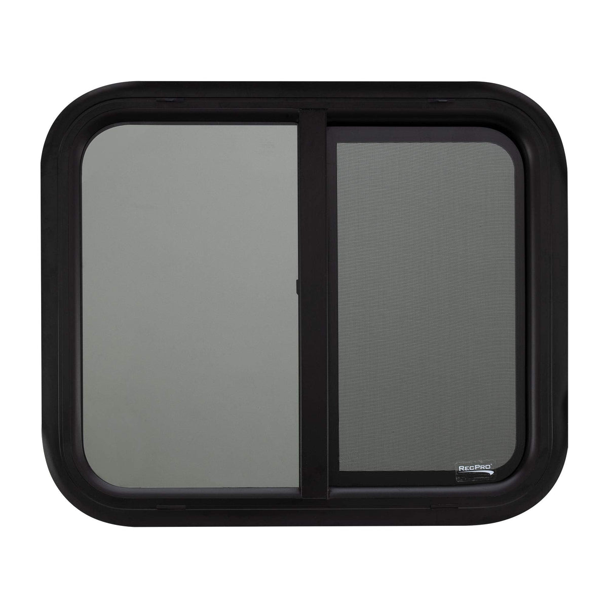 RecPro RV Window Replacement, Teardrop Style, Horizontal Sliding, 24inW x 20inH, Black, Model RP-WIN, Made in USA