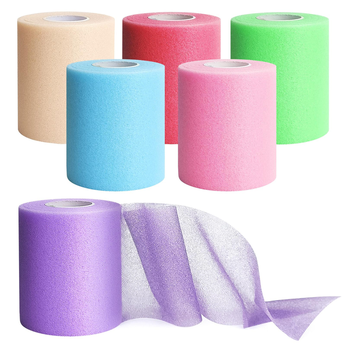 Prewrap Athletic Tape,6 Roll Pre wrap Headbands for Hair Soccer,Foam Underwrap Sports Wrap for Ankles Wrists Hands Knees Elbows 2.75 Inches X 12 Yards