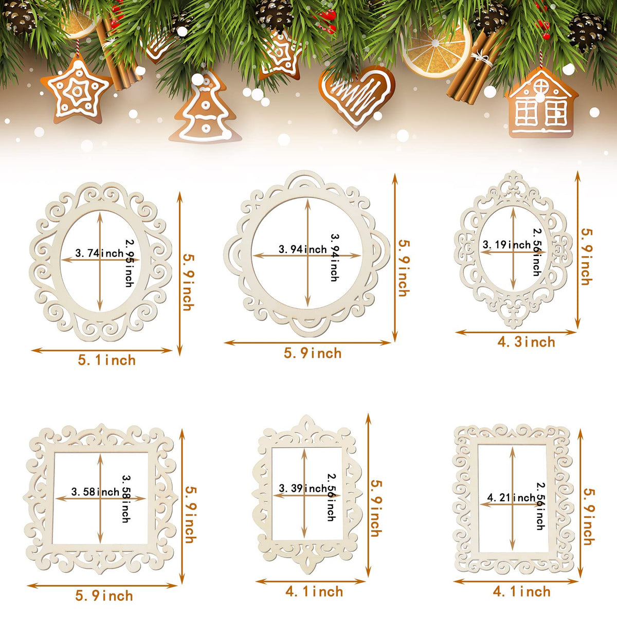 Maitys 18 Pcs Wood Frames for Crafts Unfinished Wood DIY Picture Unfinished Picture Frames Ornament Craft with Ropes for DIY Christmas Tree Hanging Decor Photo Display 5.9 x 4.7 Inch