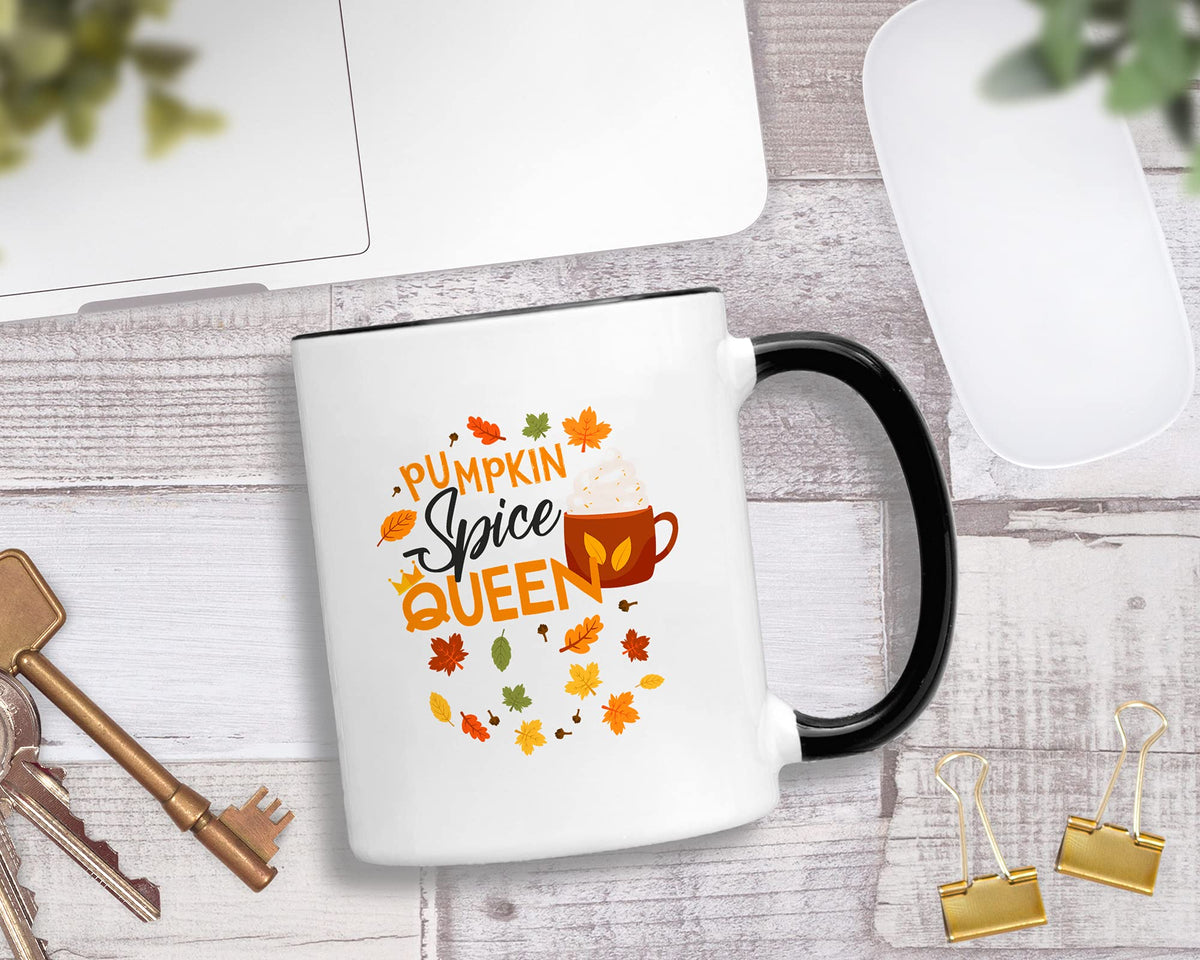 Casitika Halloween Coffee Mug. Pumpkin Spice Queen 11 Oz Coffee Mug. Fall/Autumn Cup For Friend Or Coworker.