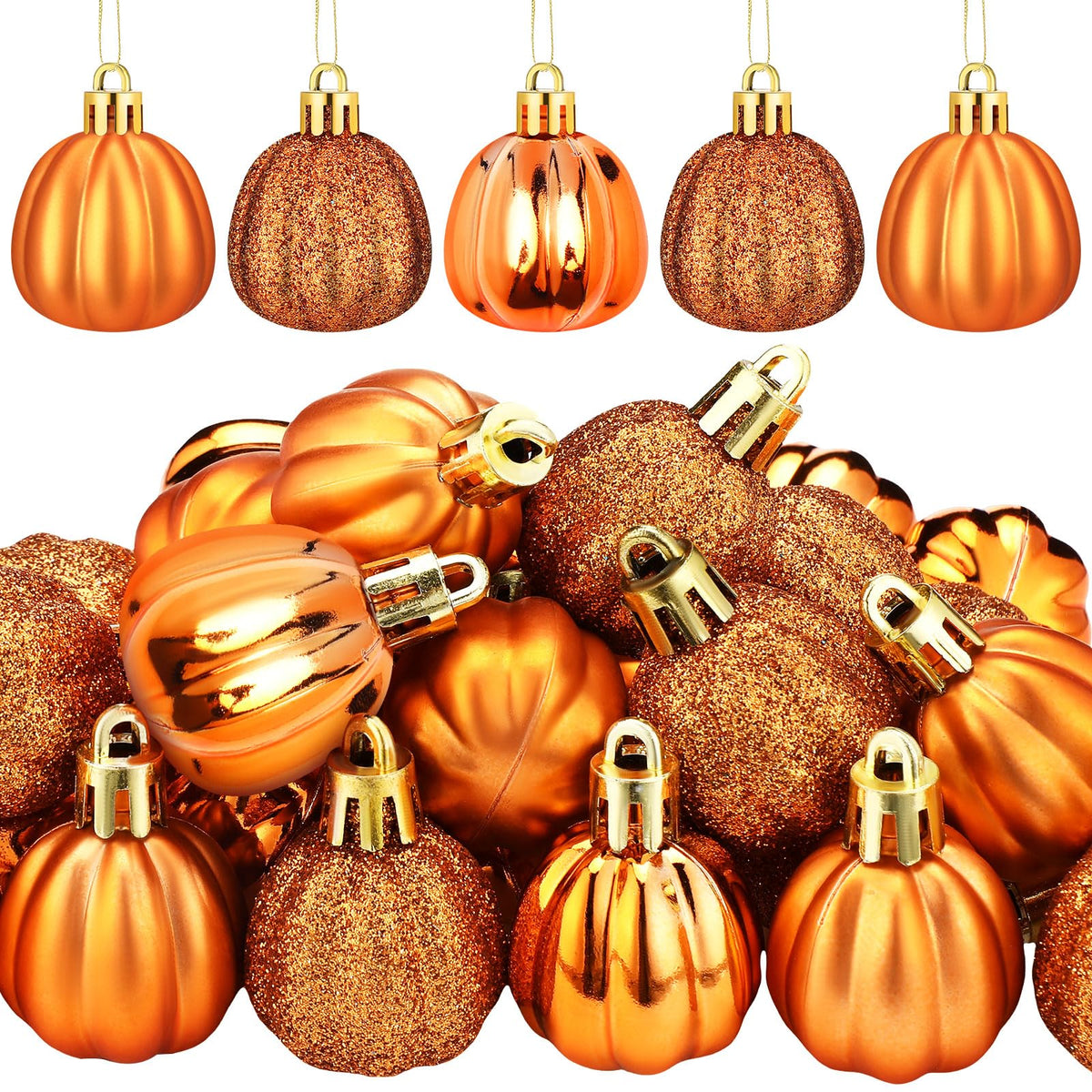 Colingmill 36 Pcs Fall Tree Ornaments Pumpkin Hanging Ornaments Thanksgiving Fall Decorations Mini Pumpkin Ball Decorations Farmhouse for Small Tree Autumn Home Halloween Party(Cute,Pink)